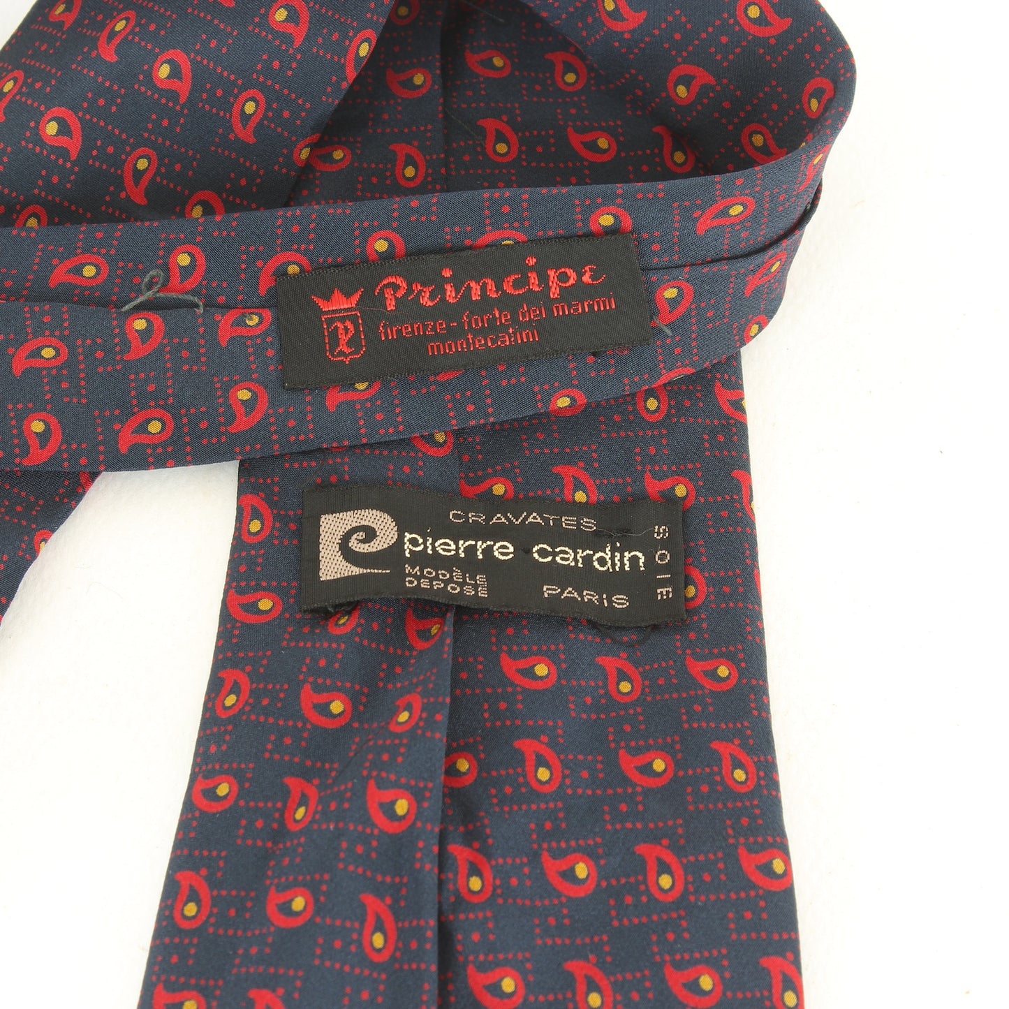 Pierre Cardin Blue Red Silk Classic Tie Vintage 1980s