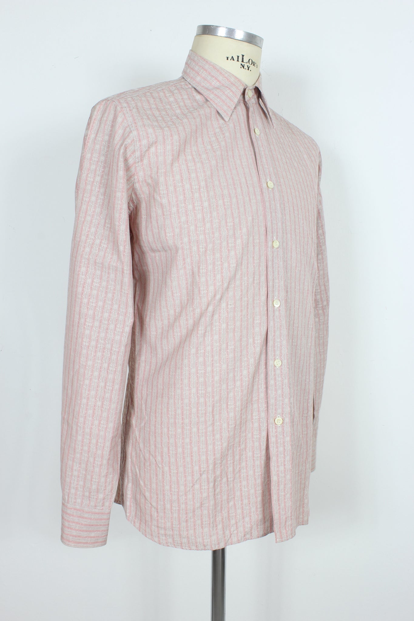 Prada Pink Gray Pinstripe Shirt Vintage 2000s