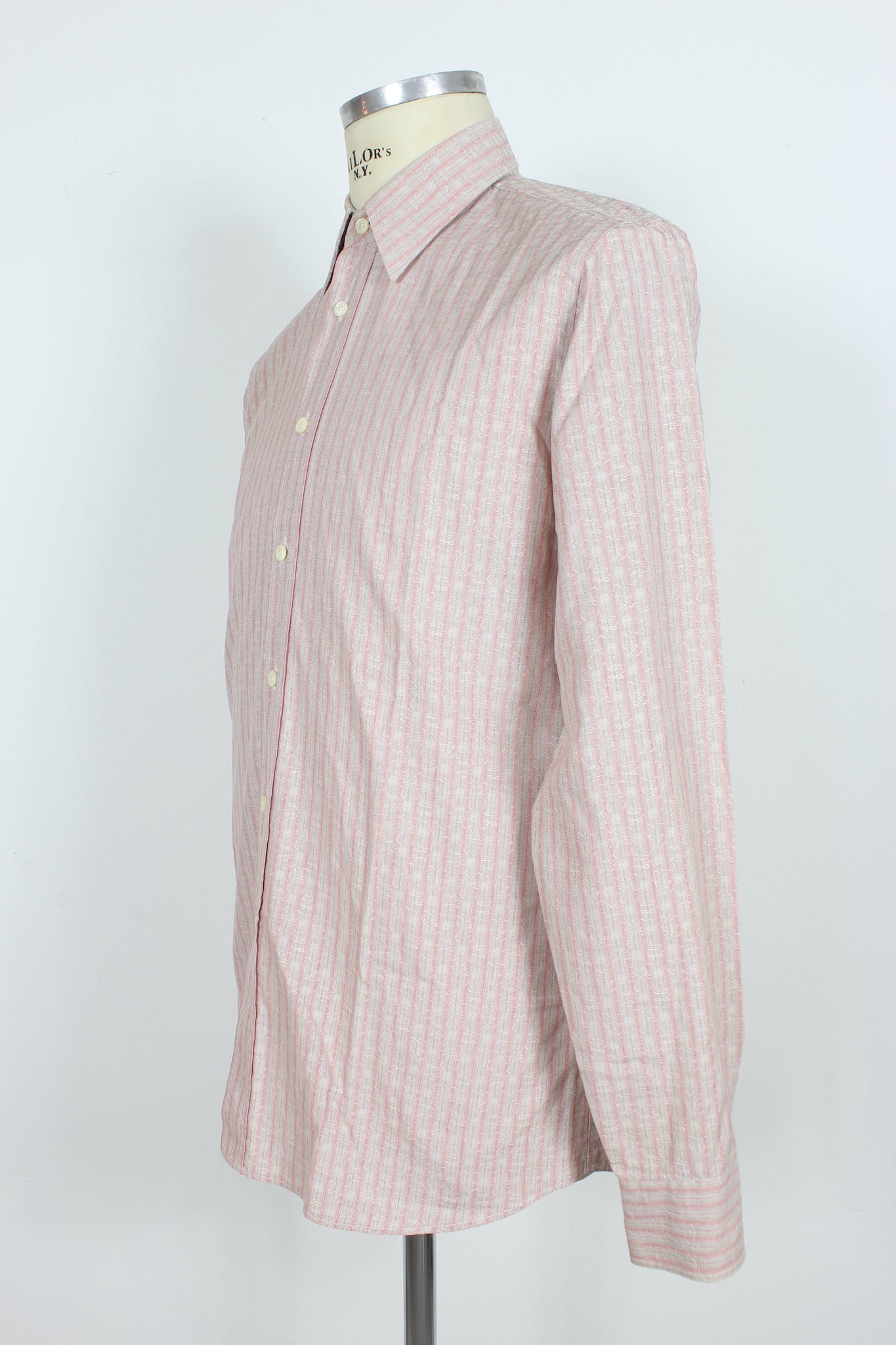 Prada Pink Gray Pinstripe Shirt Vintage 2000s