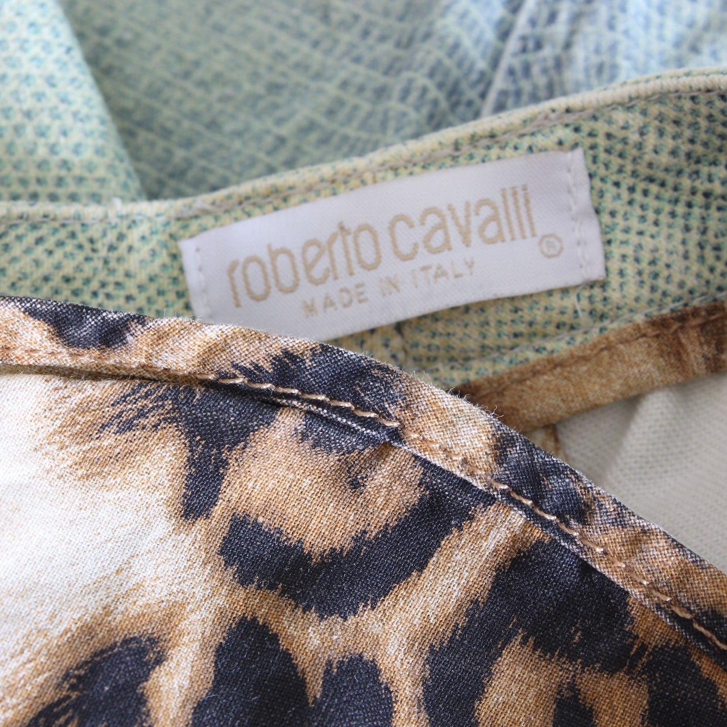 Roberto Cavalli Green Animalier Skirt 2000s