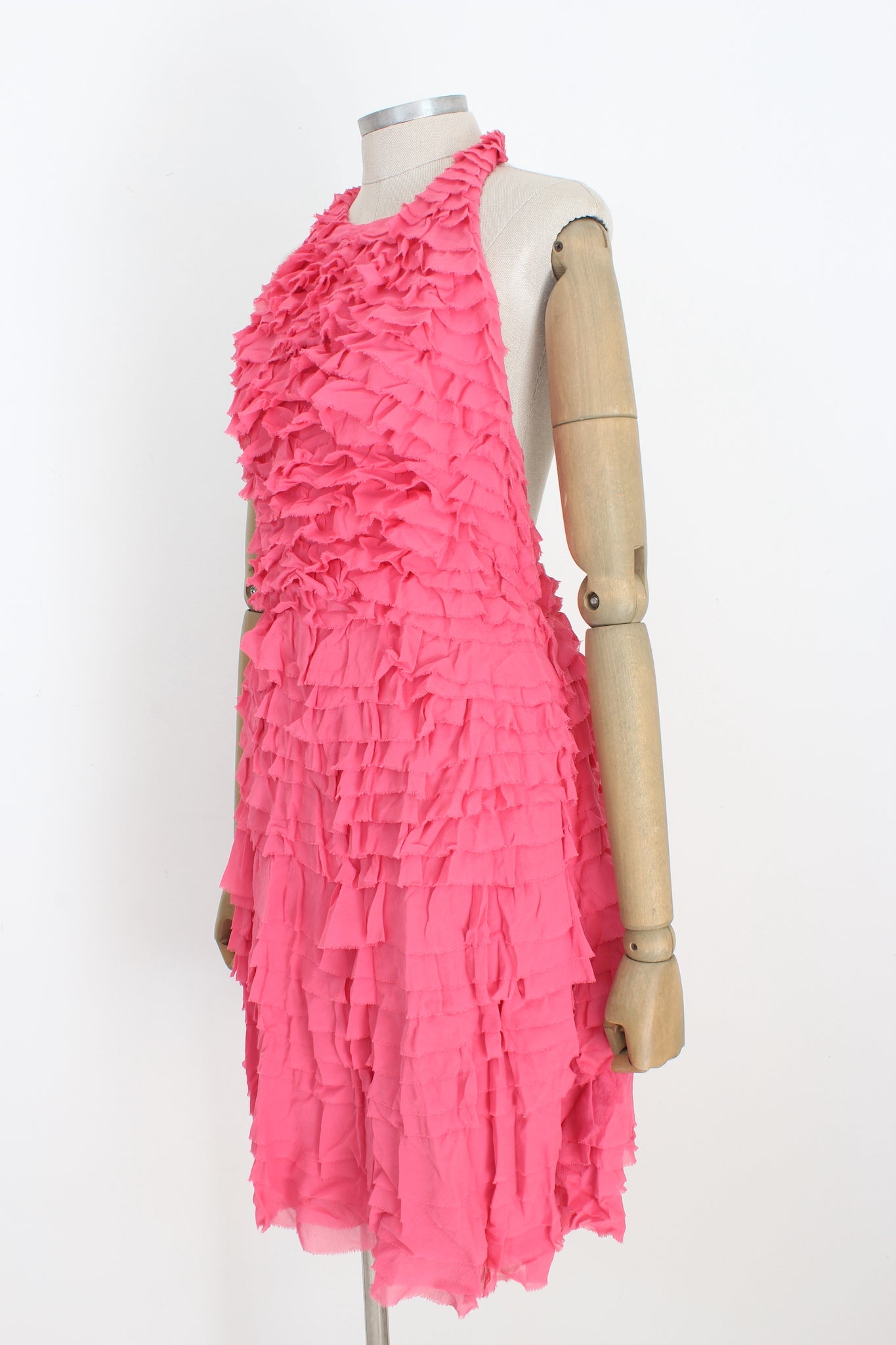 Temperley London Pink Silk Rouffles Dress 2000s