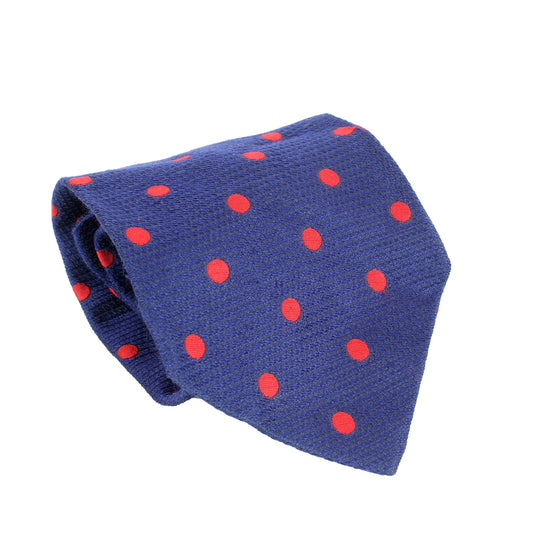 Trussardi Silk Blue Red Polka Dot Tie Vintage 1990s