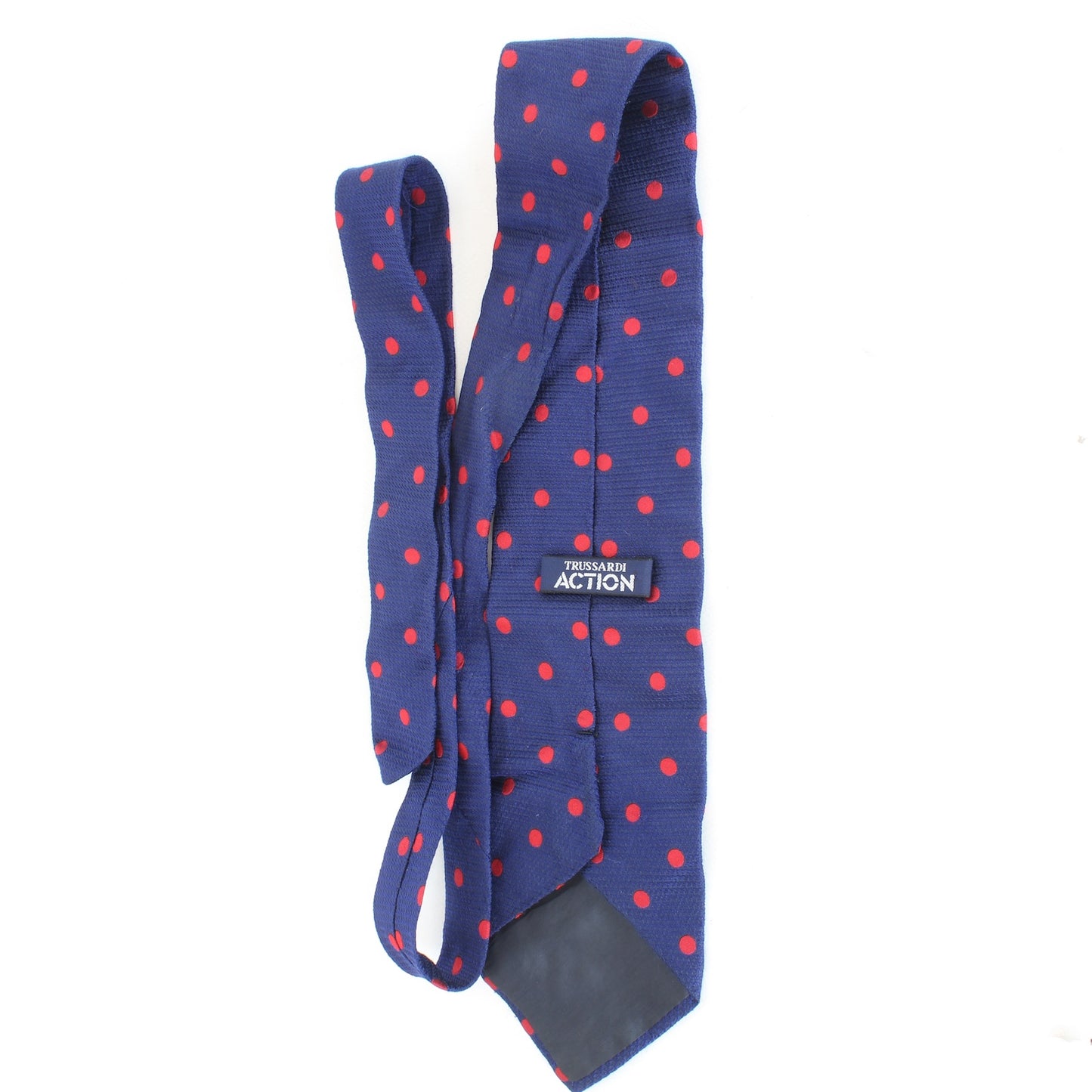 Trussardi Cravatta Seta Pois Blu Rossa Vintage Anni 90