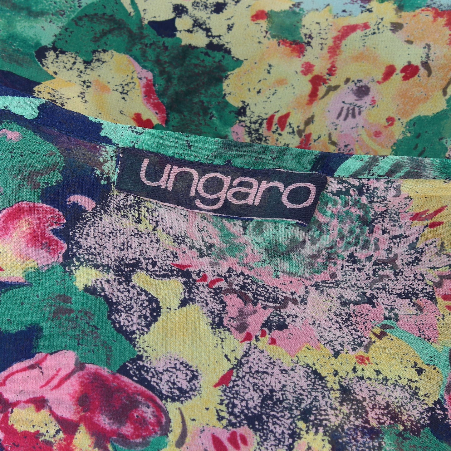 Ungaro Silk Blu Floral Long Shirt Vintage 1990s