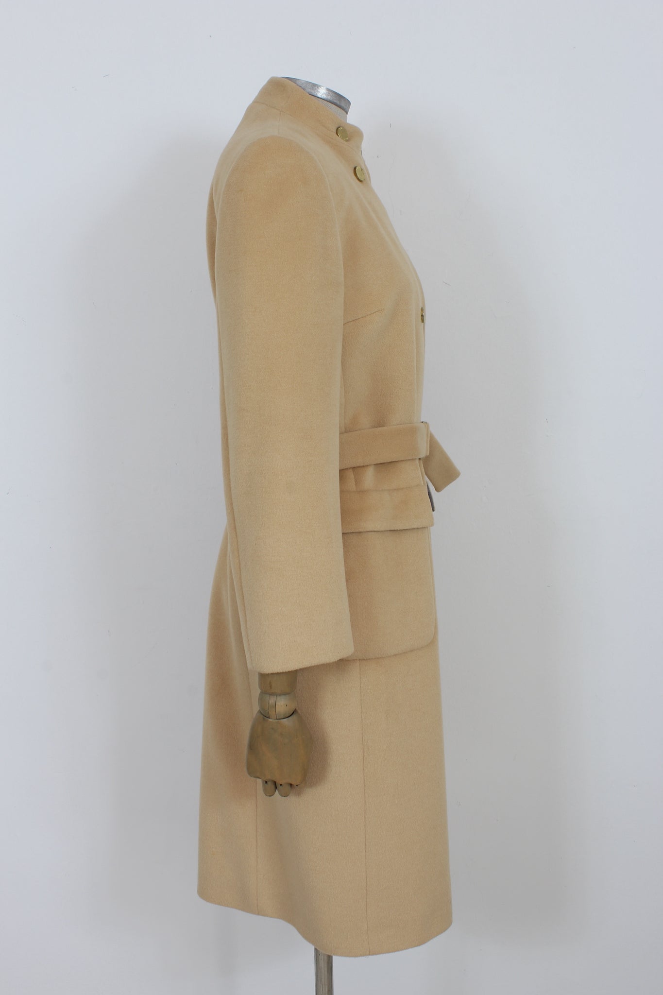 Valentino Beige Angora Wool Classic Long Coat 2000s