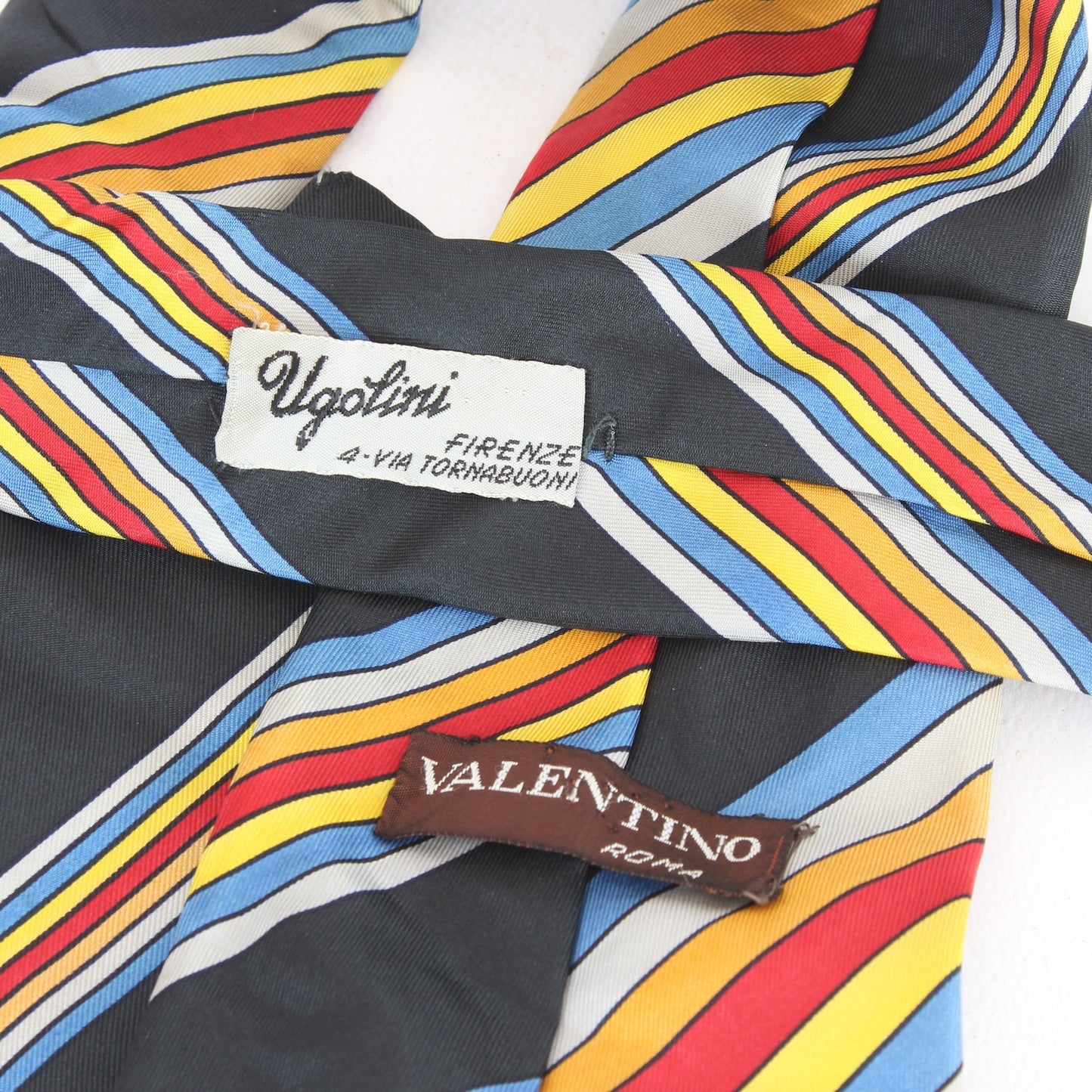 Valentino Black Red Silk Pinstripe Tie Vintage 1990s