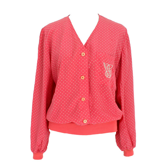 Valentino Pink Silk Polka Dot Shirt Vintage 1990s