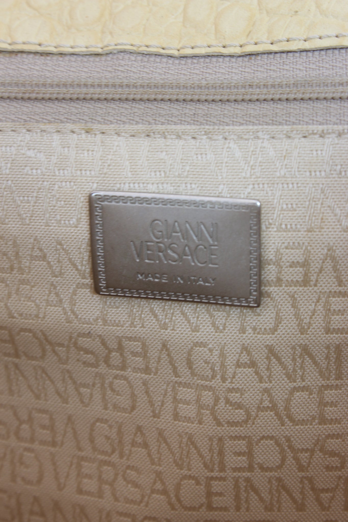 Gianni Versace Beige Leather Vintage Bucket Bag 1990s