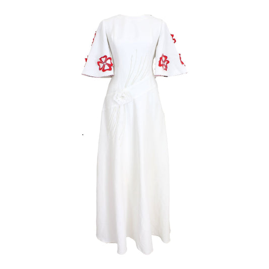 Vintage Wedding Dress Floral Sequins Handmade 1980s