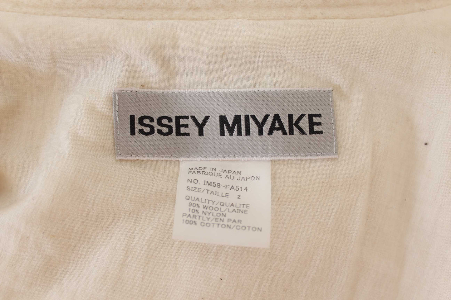 Issey Miyake Vintage Wool Beige Cape Coat
