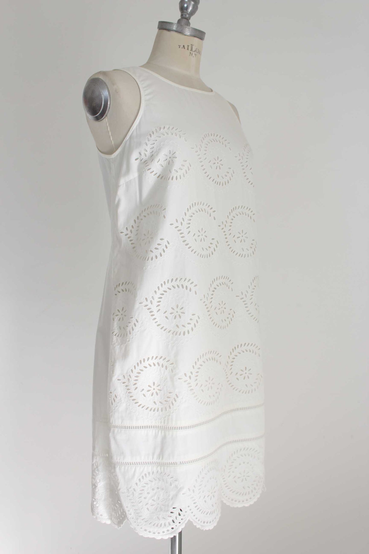 Marc Jacobs Vestito Vintage Corto Pizzo Floreale Marshmallow Cotone Bianco