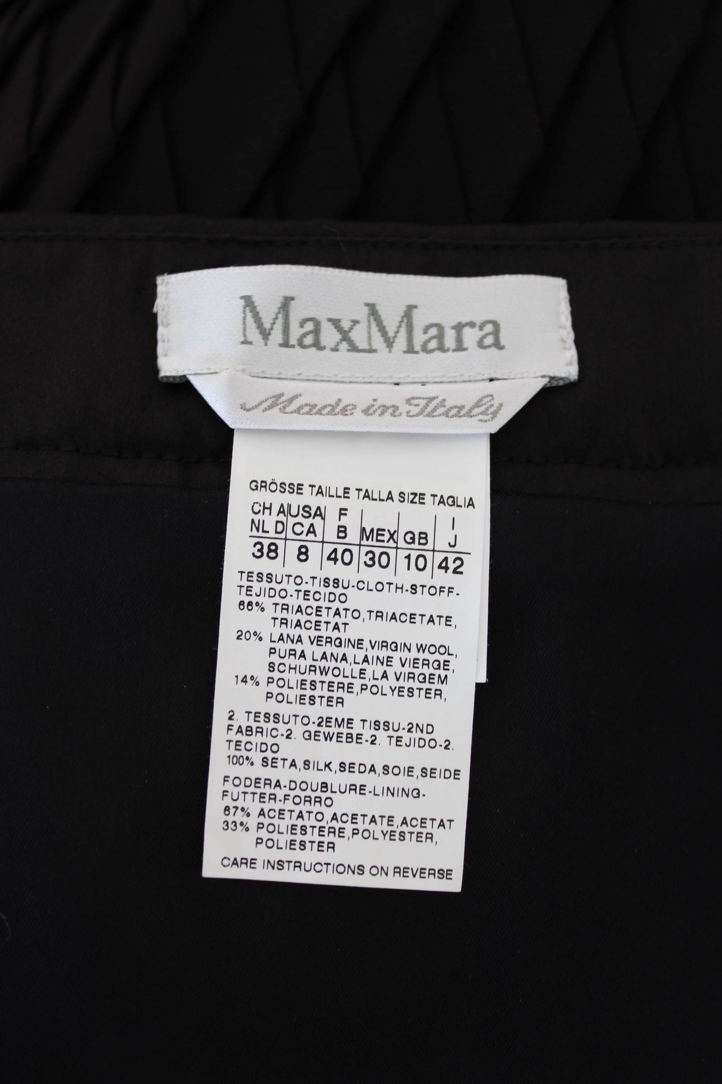 Max Mara Vintage Silk Black Pleated Short Skirt