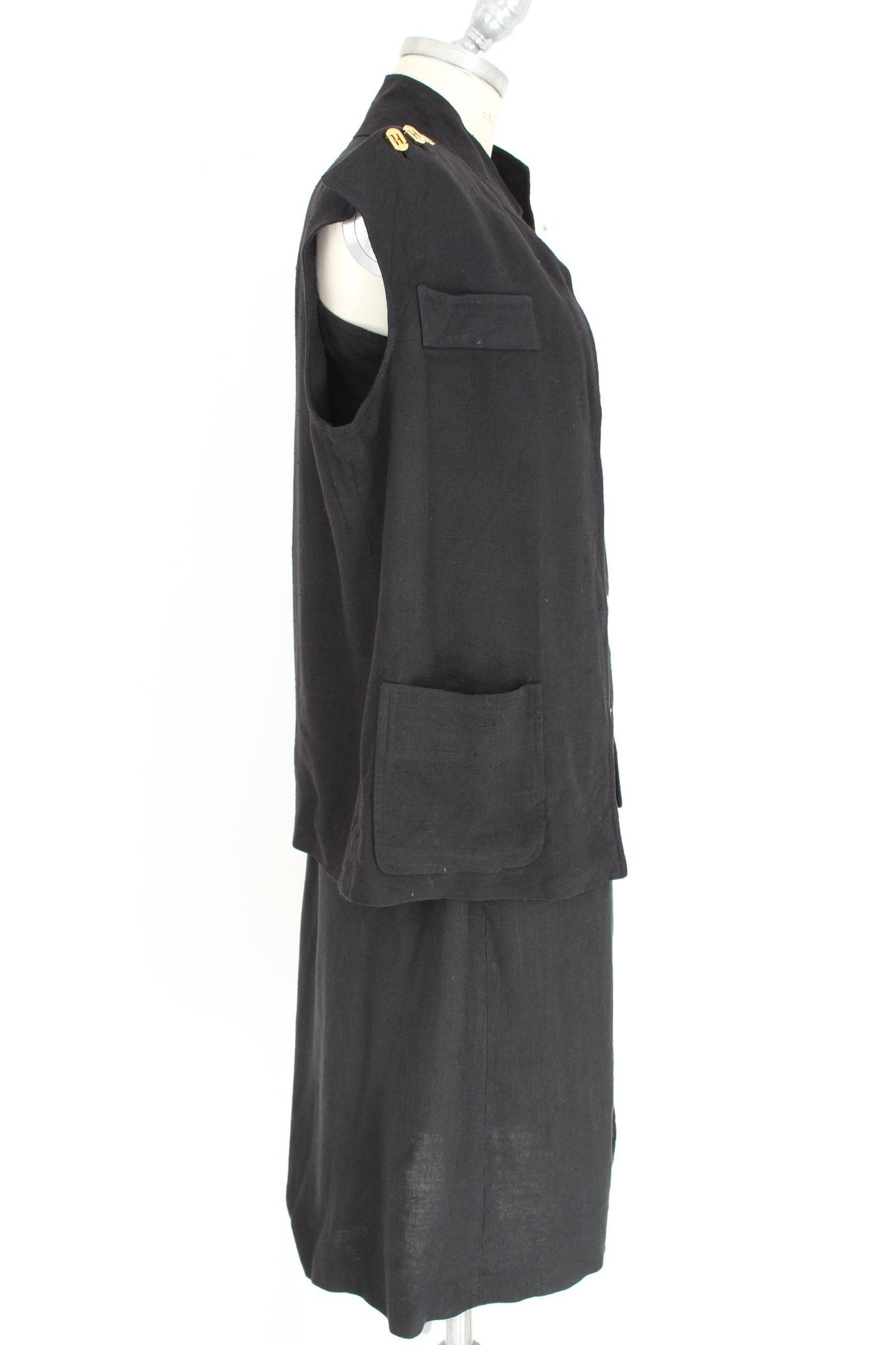 Salvatore Ferragamo Vintage Black Long Cocktail Suit Dress