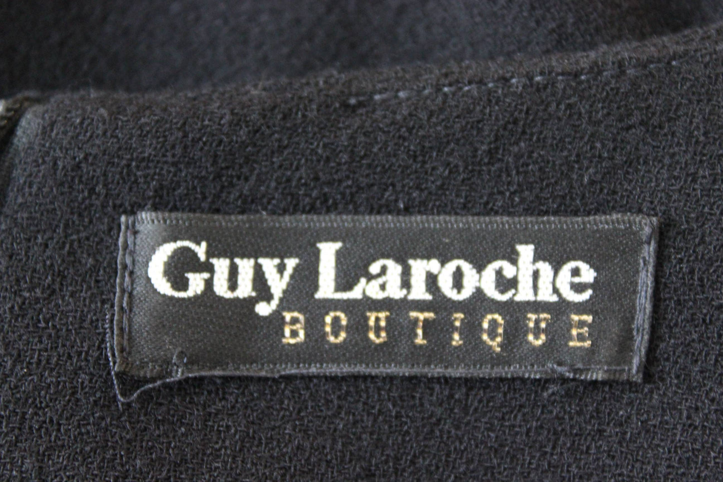 Guy Laroche Boutique Vestito Vintage Tubino Girocollo Borchie Lana Nero