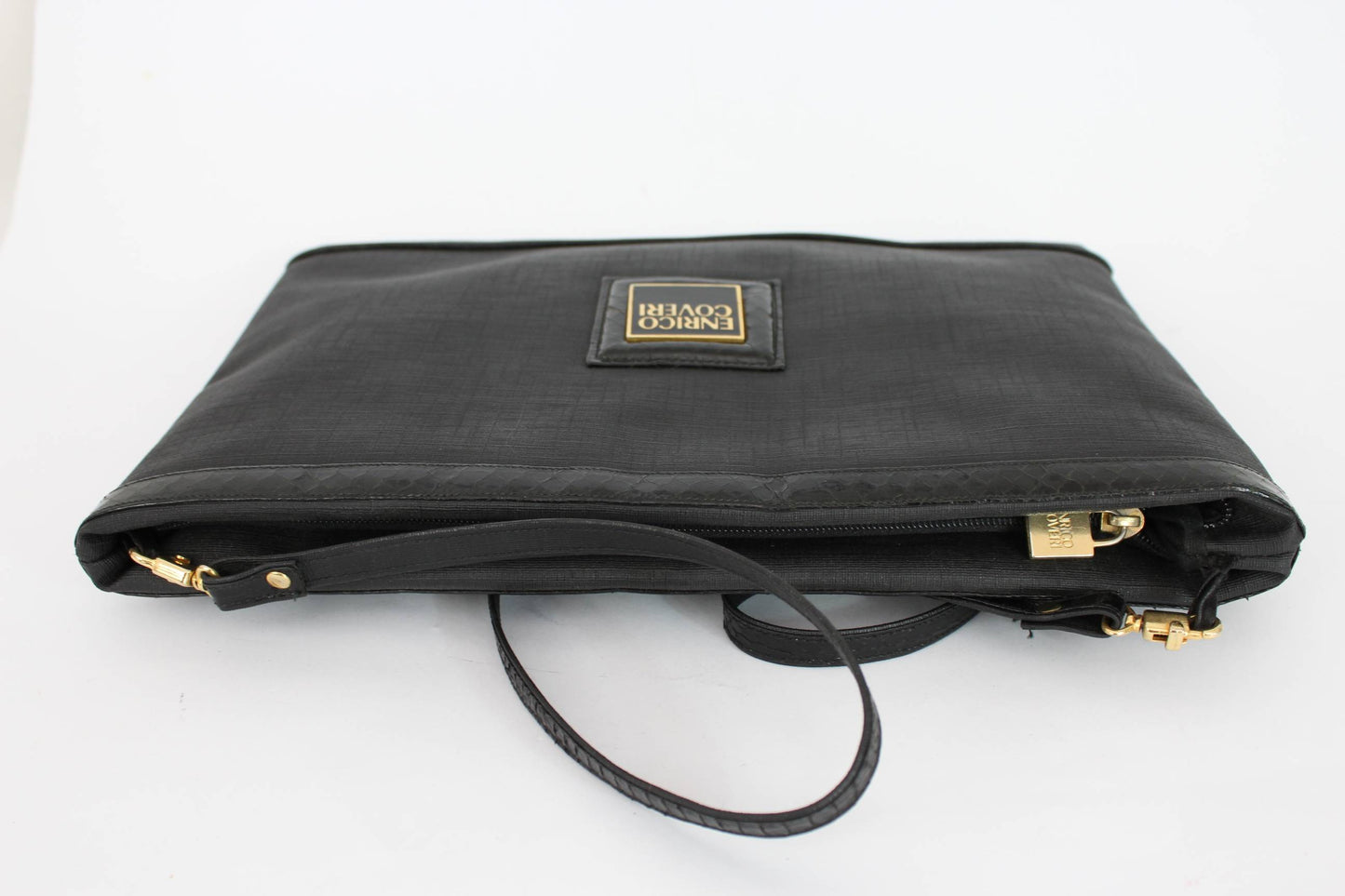Enrico Coveri Vintage Canvas Black Shoulder Bag