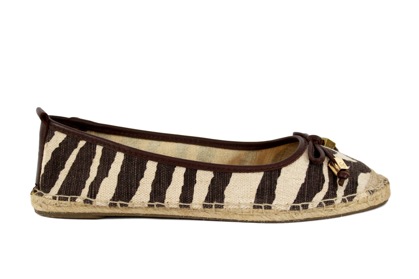 Michael Kors Canvas Leather Beige Brown Espadrilles Flat Shoes