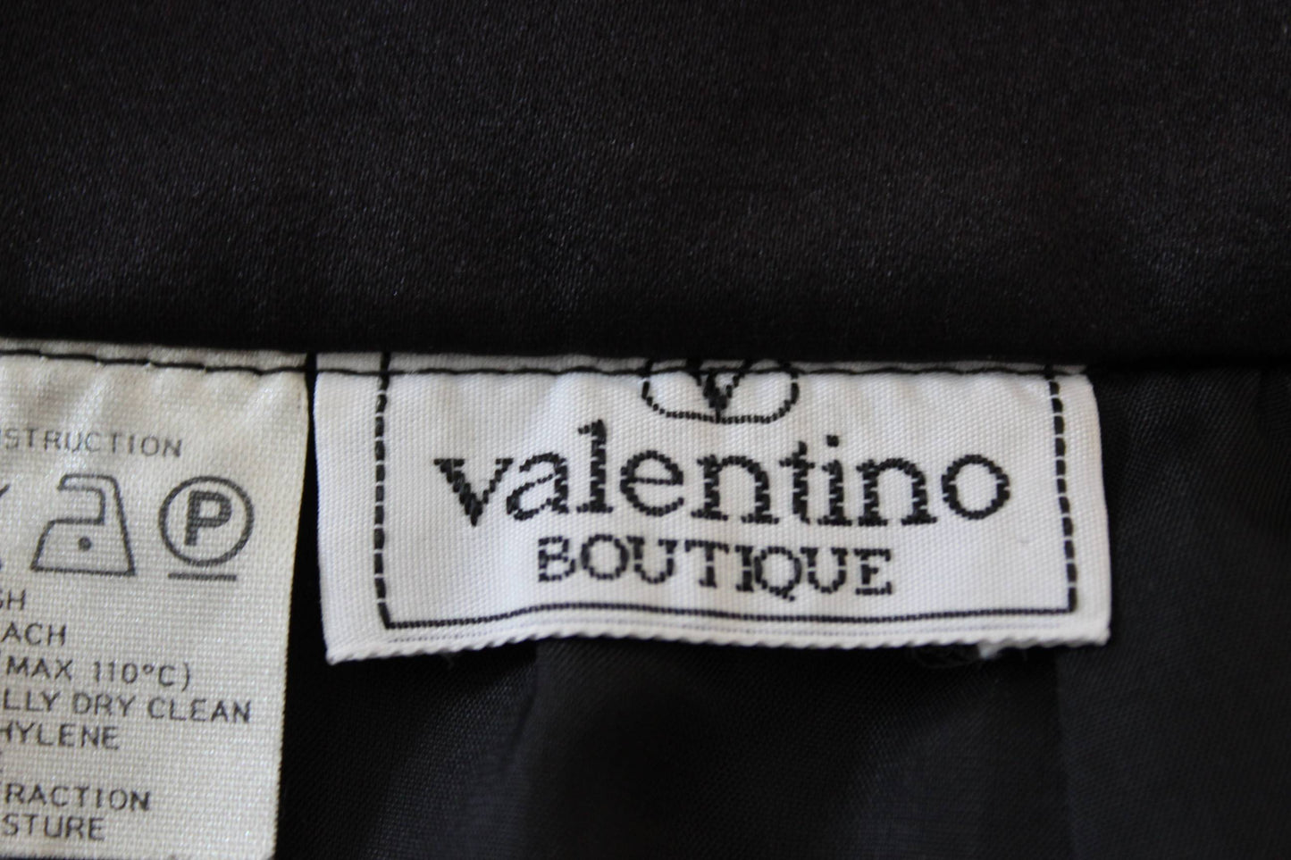 Valentino Boutique Gonna Vintage Elegante Raso Velluto Nera