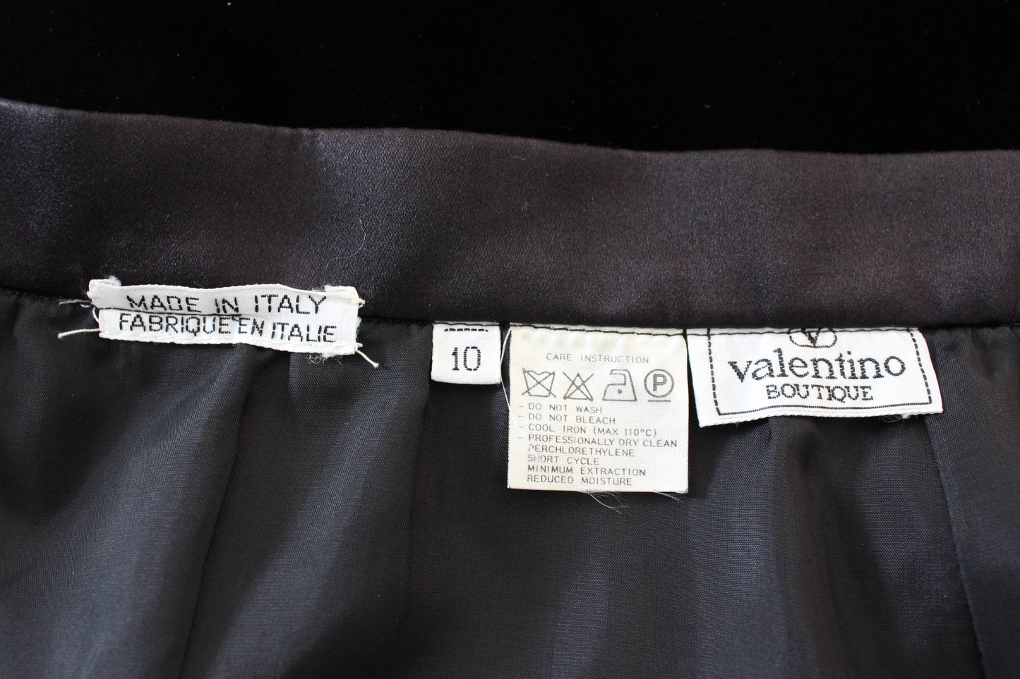 Valentino Vintage Evening Skirt Satin Velvet Black