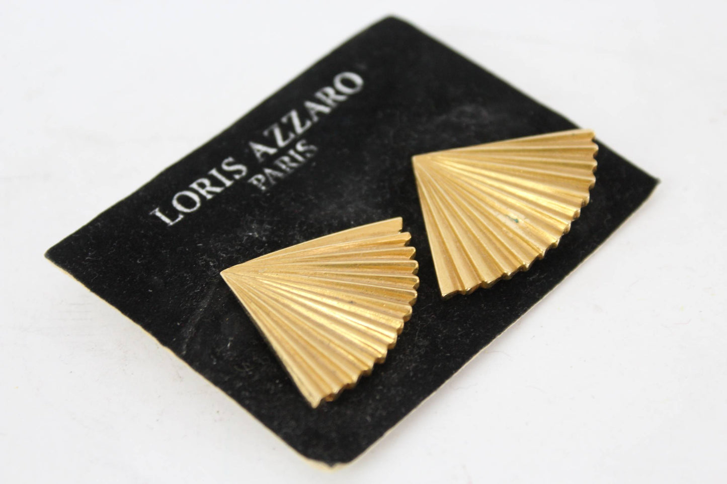 Loris Azzaro Orecchini Vintage Ventaglio Clip Metallo Oro