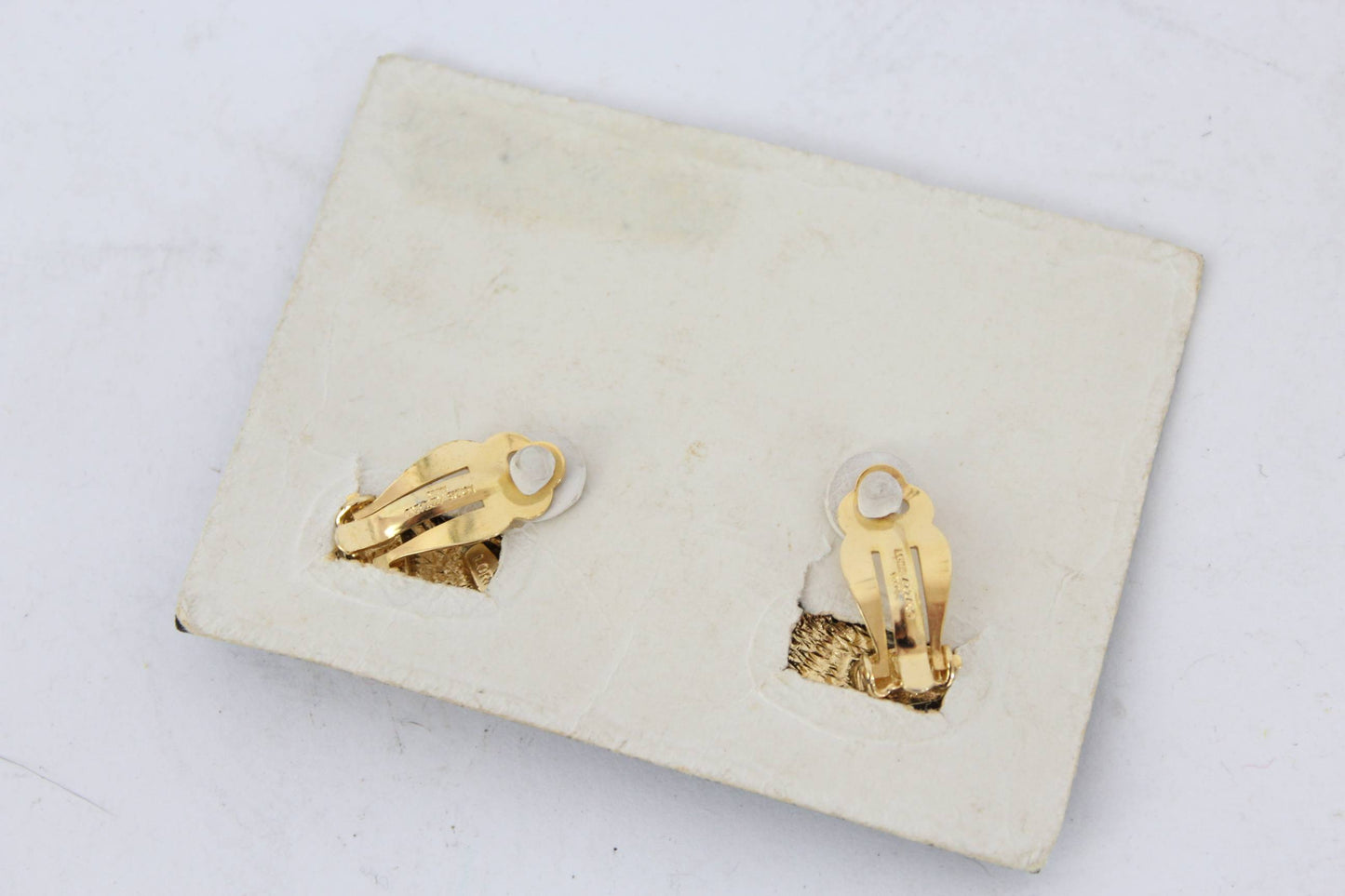 Loris Azzaro Vintage Earrings Folding Fan Clip Metal Gold