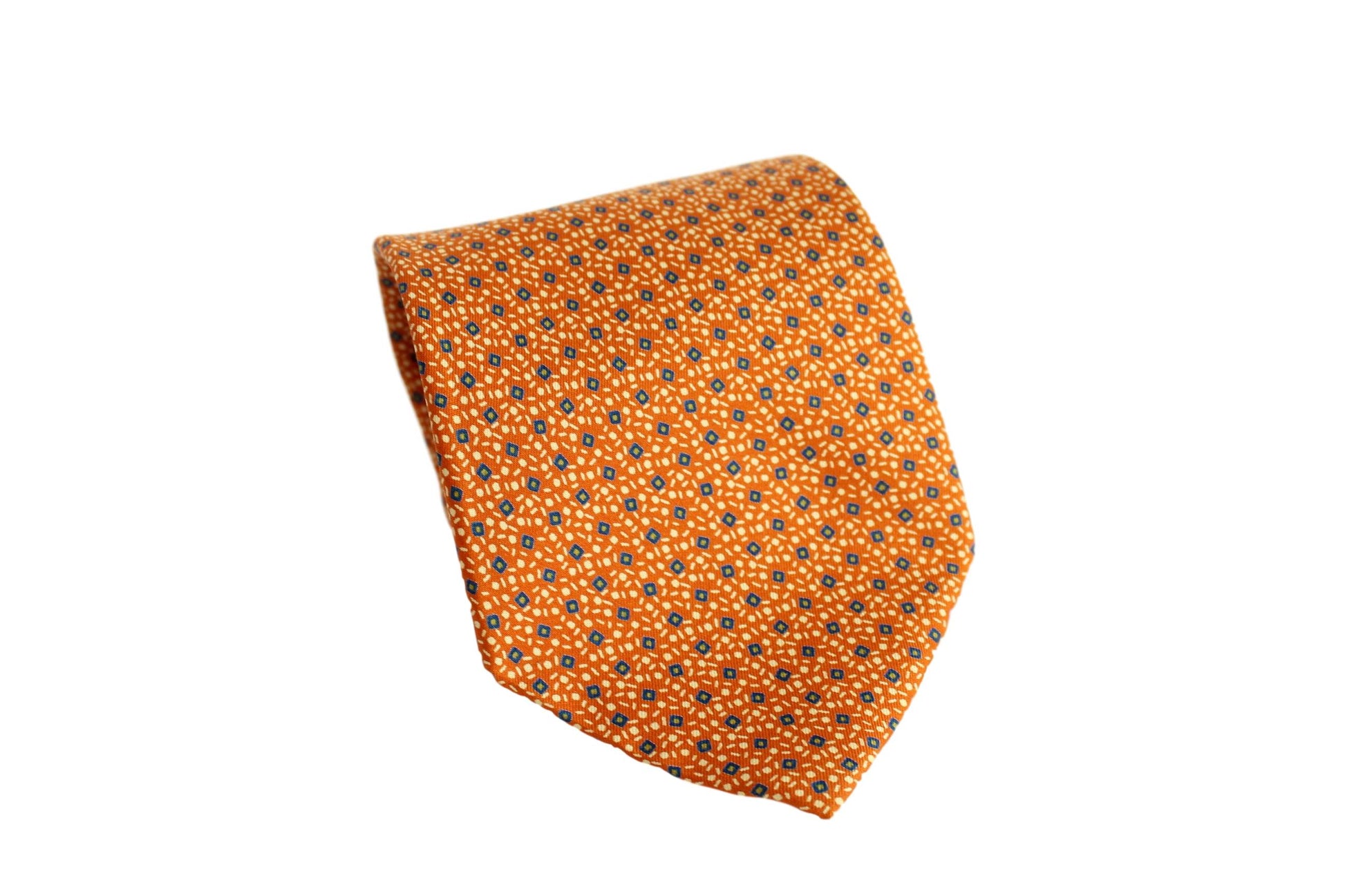 Etro Orange Silk Vintage Polka Dot Tie