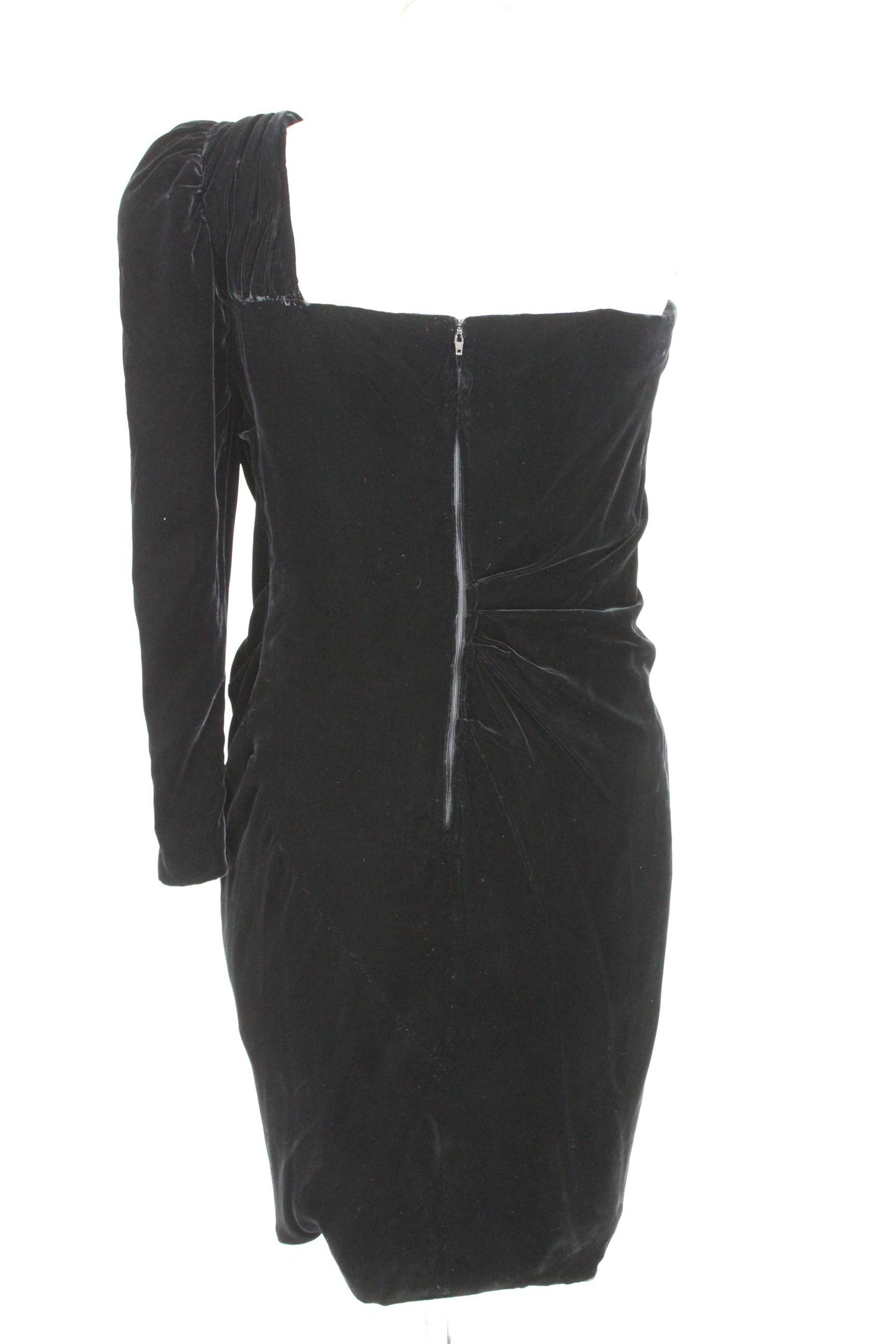 Franka Vintage Black Velvet Short Evening Sheath Dress