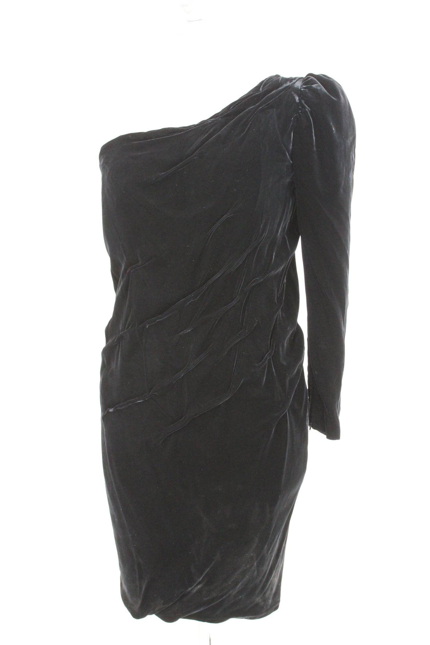 Franka Vintage Black Velvet Short Evening Sheath Dress