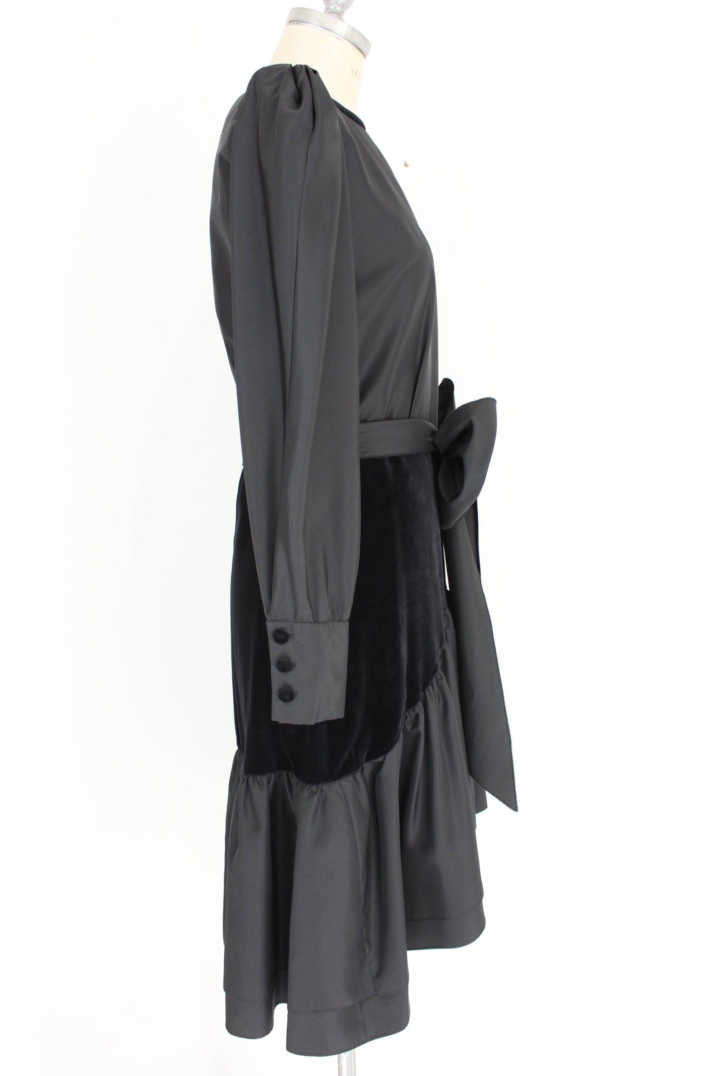 Mimmina Vintage Evening Dress Satin Velvet Black