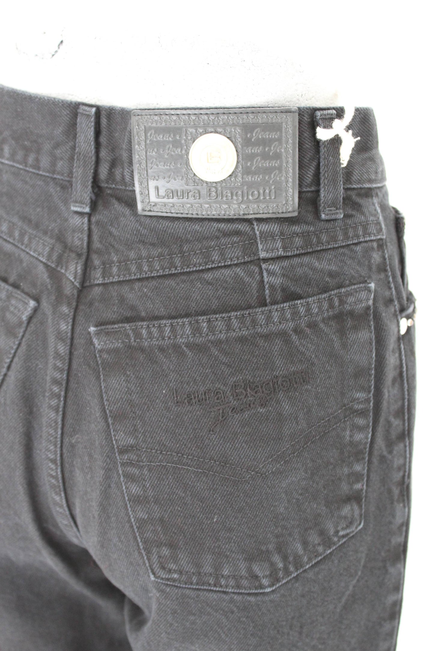 Laura Biagiotti Vintage Cotton Black Denim Pants