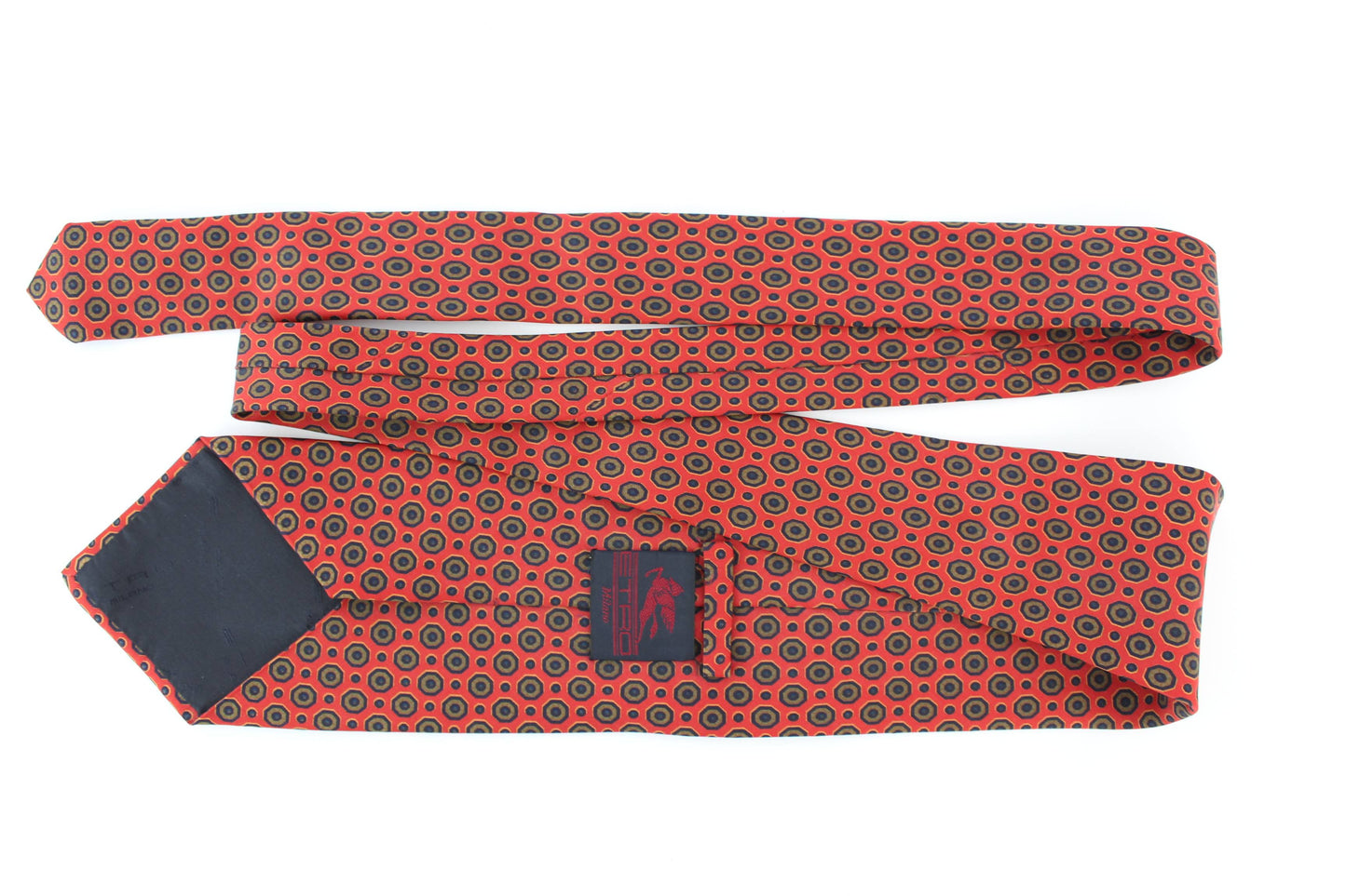 Etro Cravatta Vintage Pois Seta Rossa Gialla