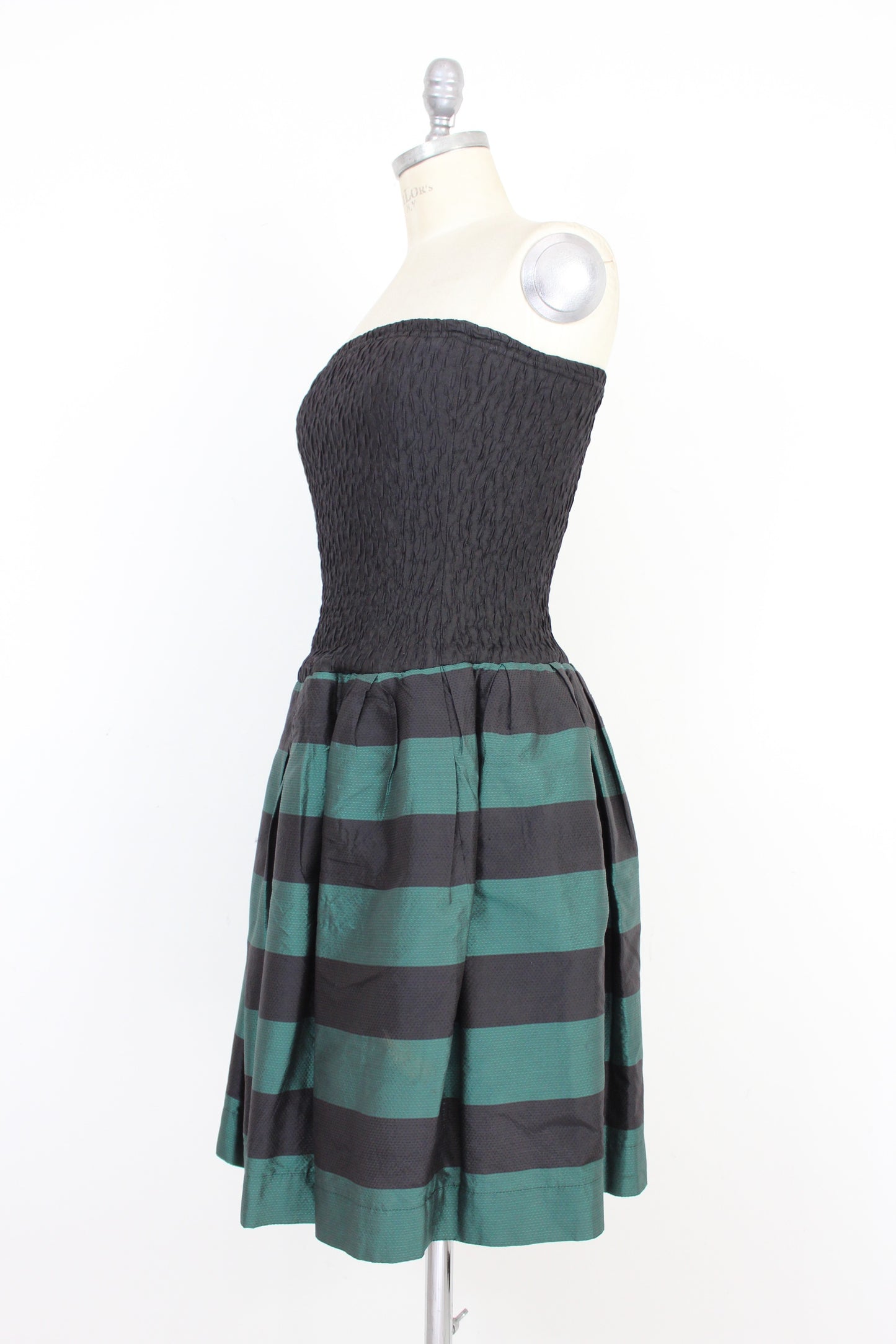 Byblos Vintage Silk Green Black Rockabilly Short Dress