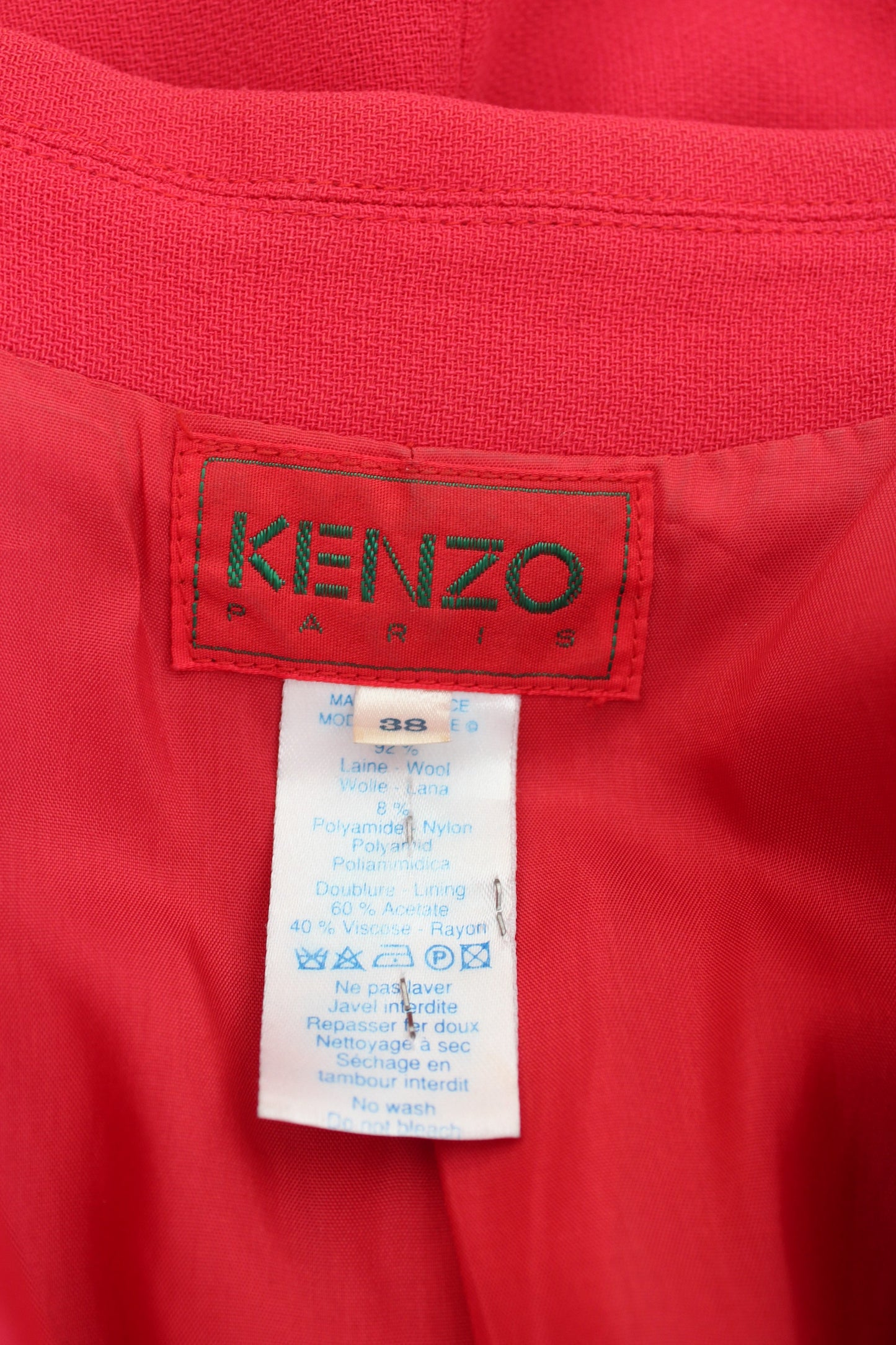 Kenzo Vintage Fitted Jacket Wool Red