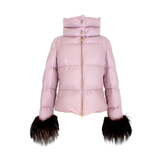 Blumarine Pink Fox Padded Jacket