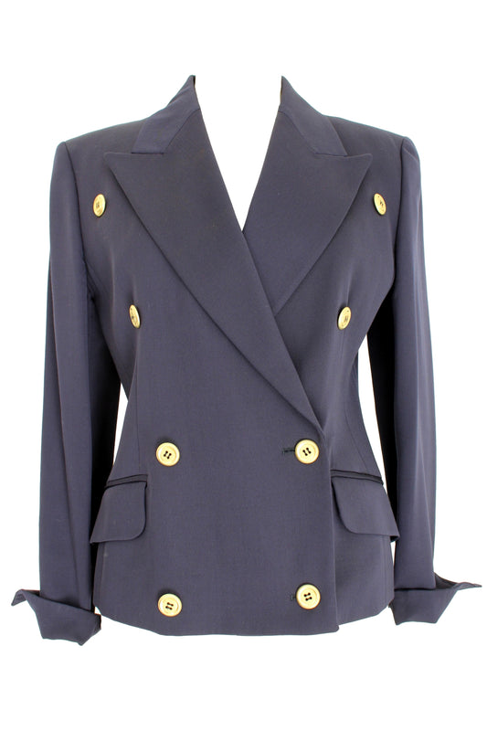 Byblos Vintage Double-Breasted Blue Wool Jacket