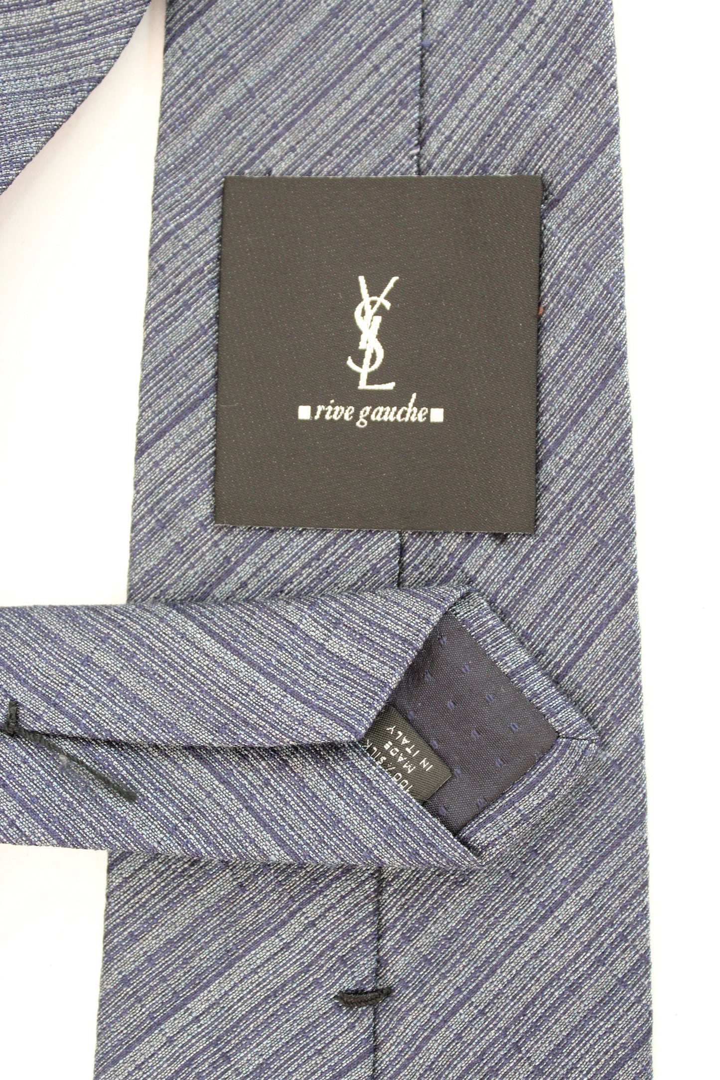Yves Saint Laurent Cravatta Vintage Seta Blu Grigia