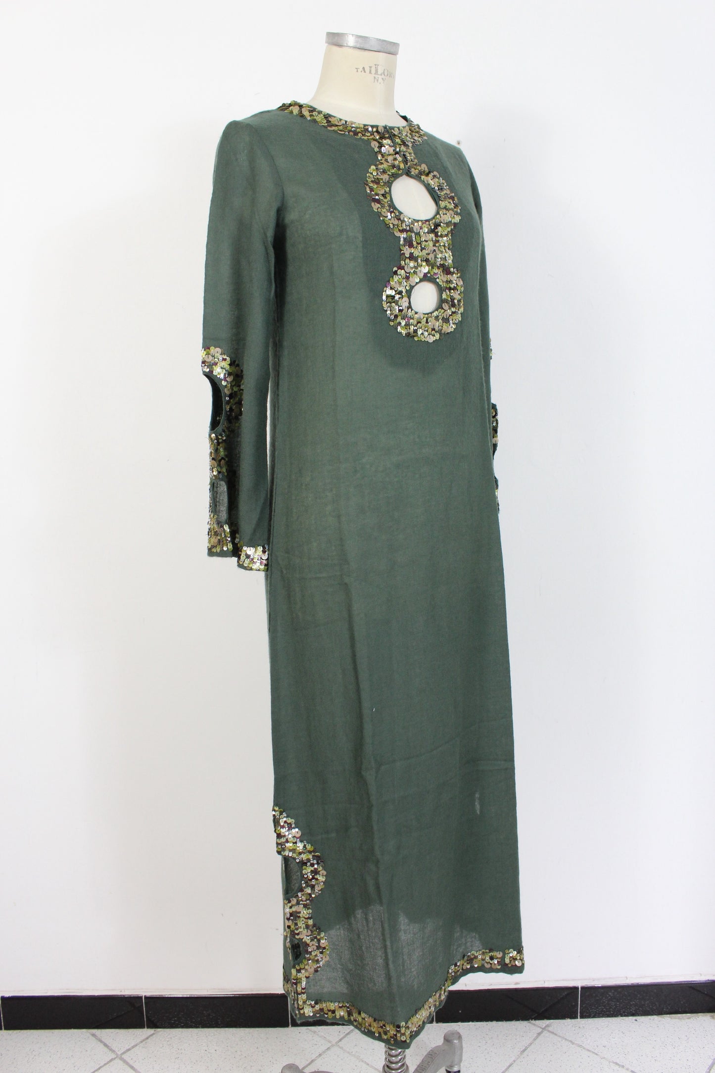 Antik Batik Sequins Green Boho Chic Dress