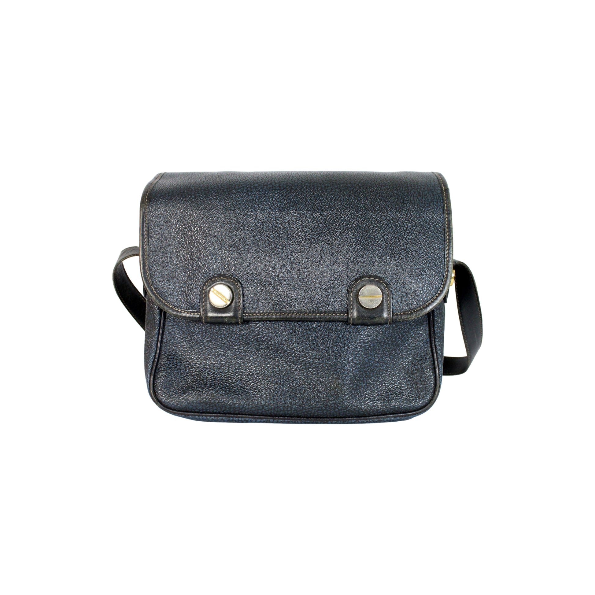Borbonese Leather Blue Shoulder Bag