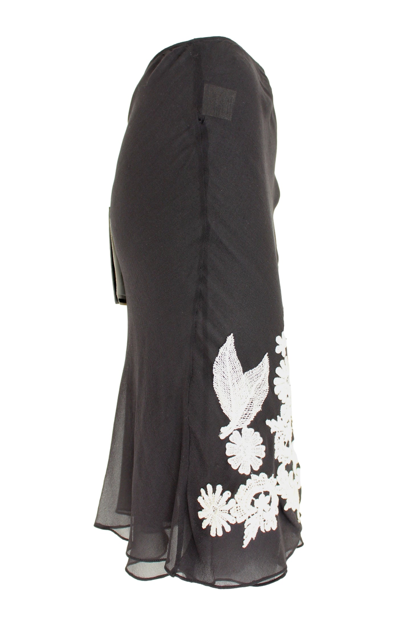 Gai Mattiolo Vintage Black Lace Silk Skirt