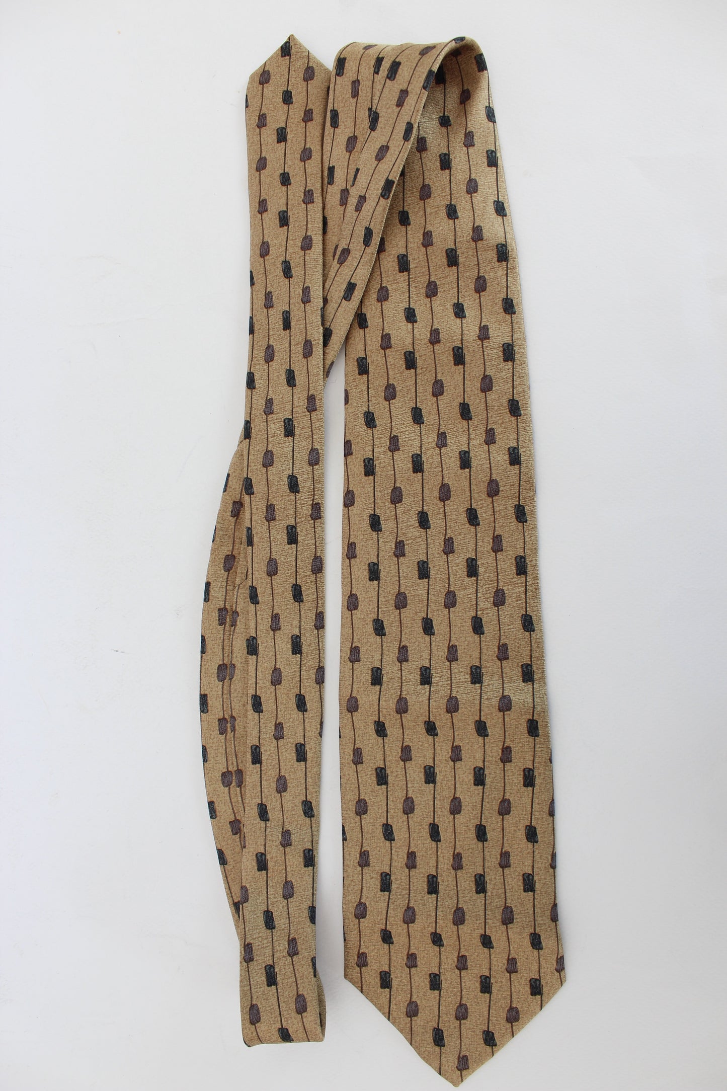Ungaro Cravatta Vintage Seta Beige Blu