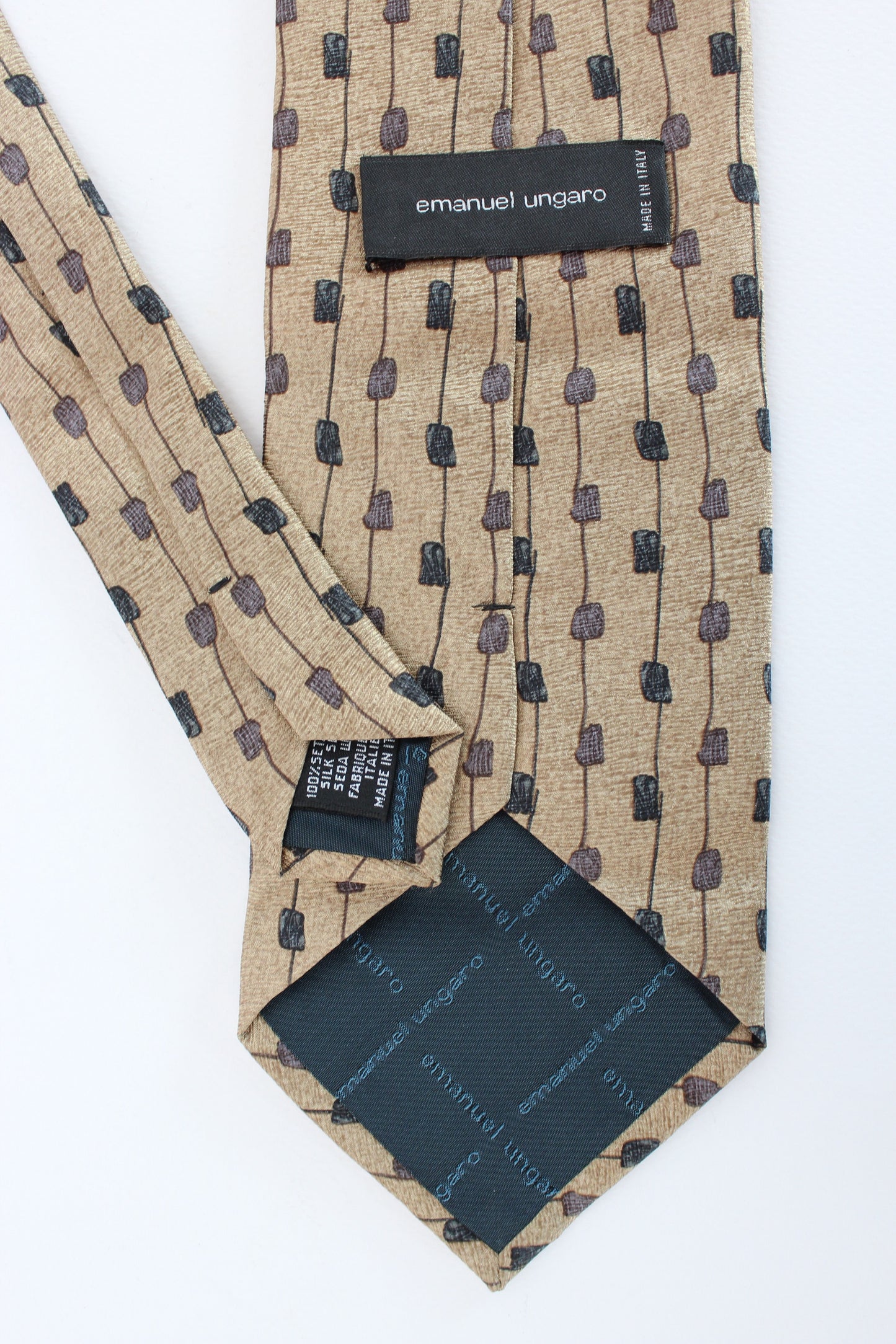 Ungaro Vintage Blue Beige Silk Tie