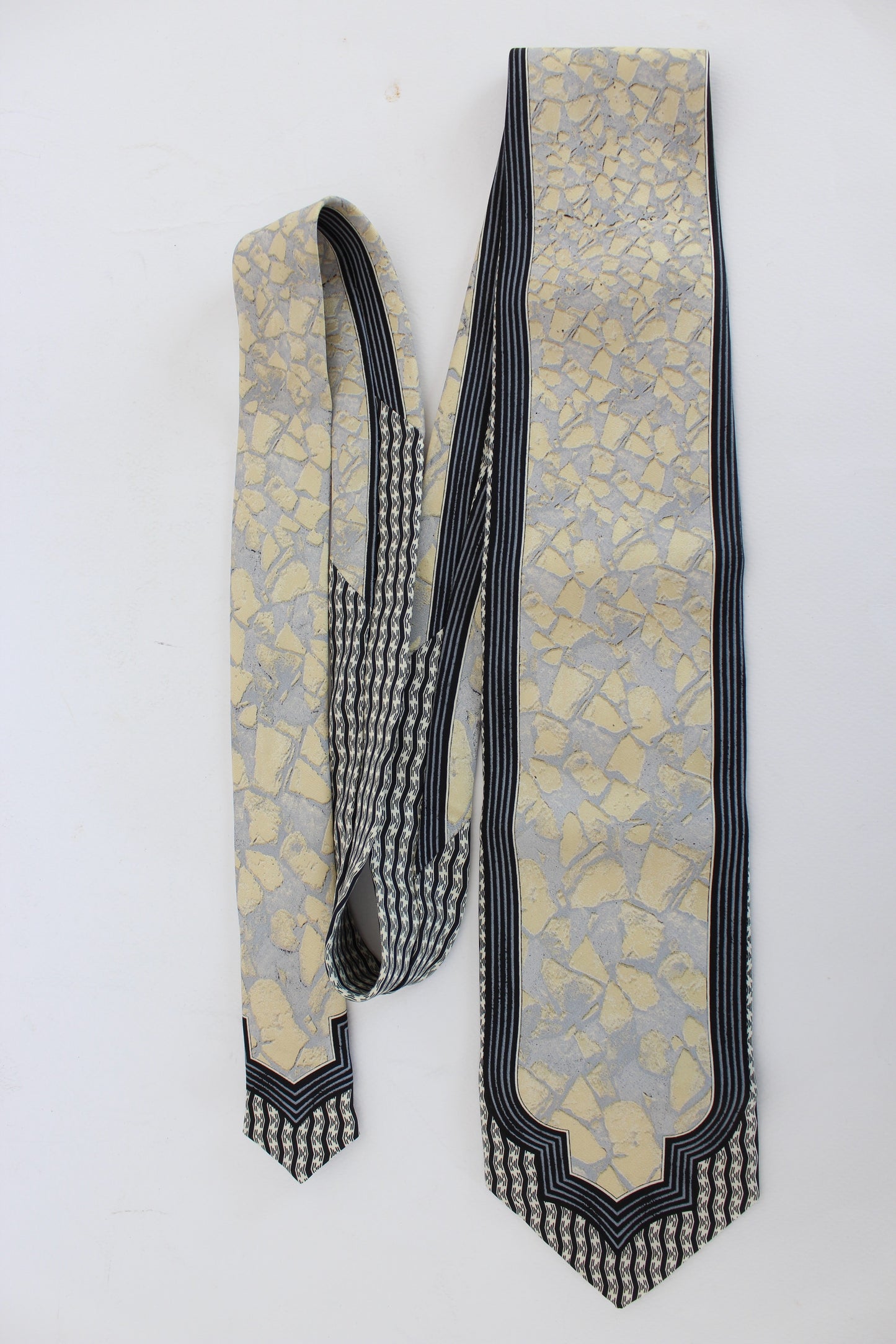 Gianfranco Ferre Vintage Silk Beige Black Tie