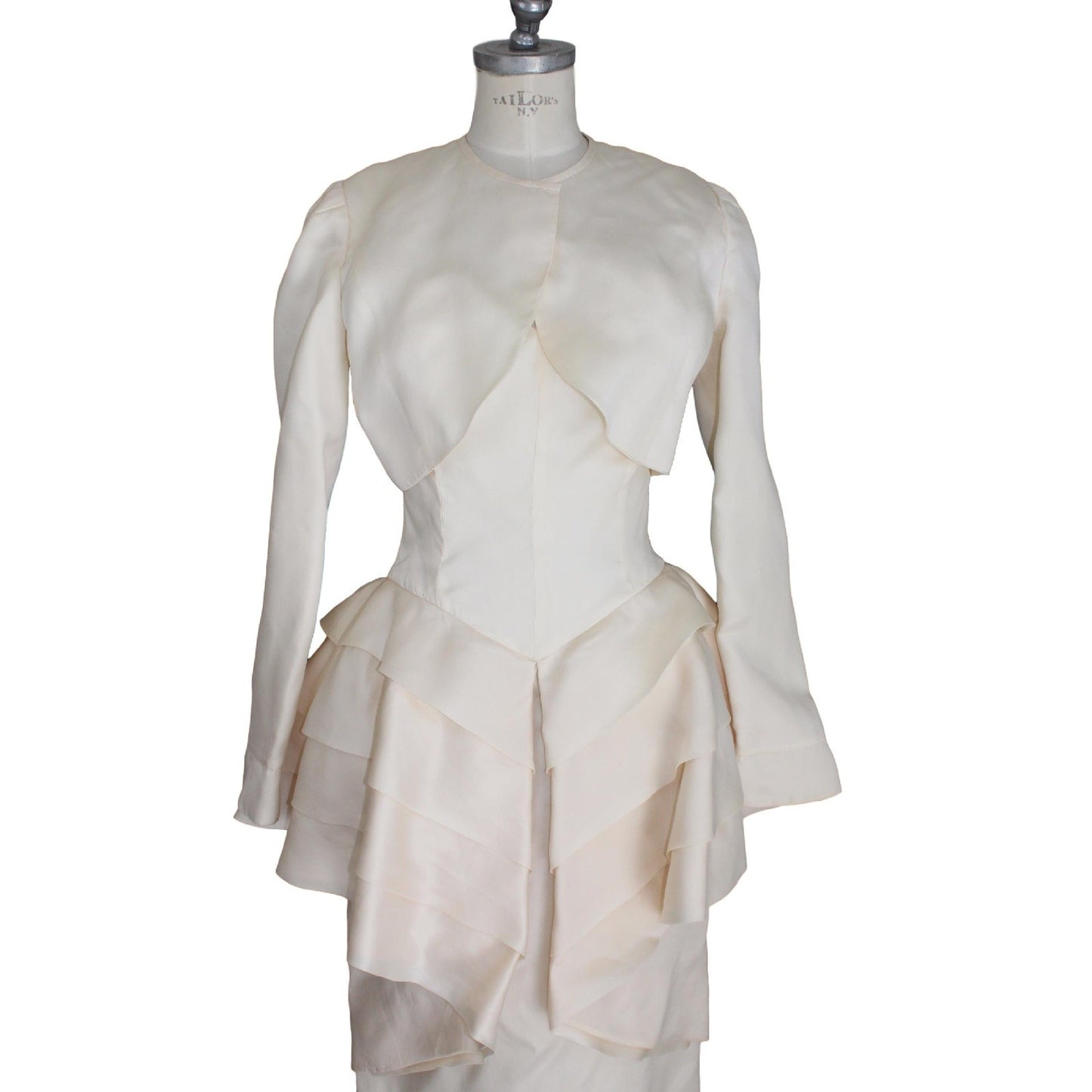 Cailan'd Vintage Beige Silk Wedding Dress