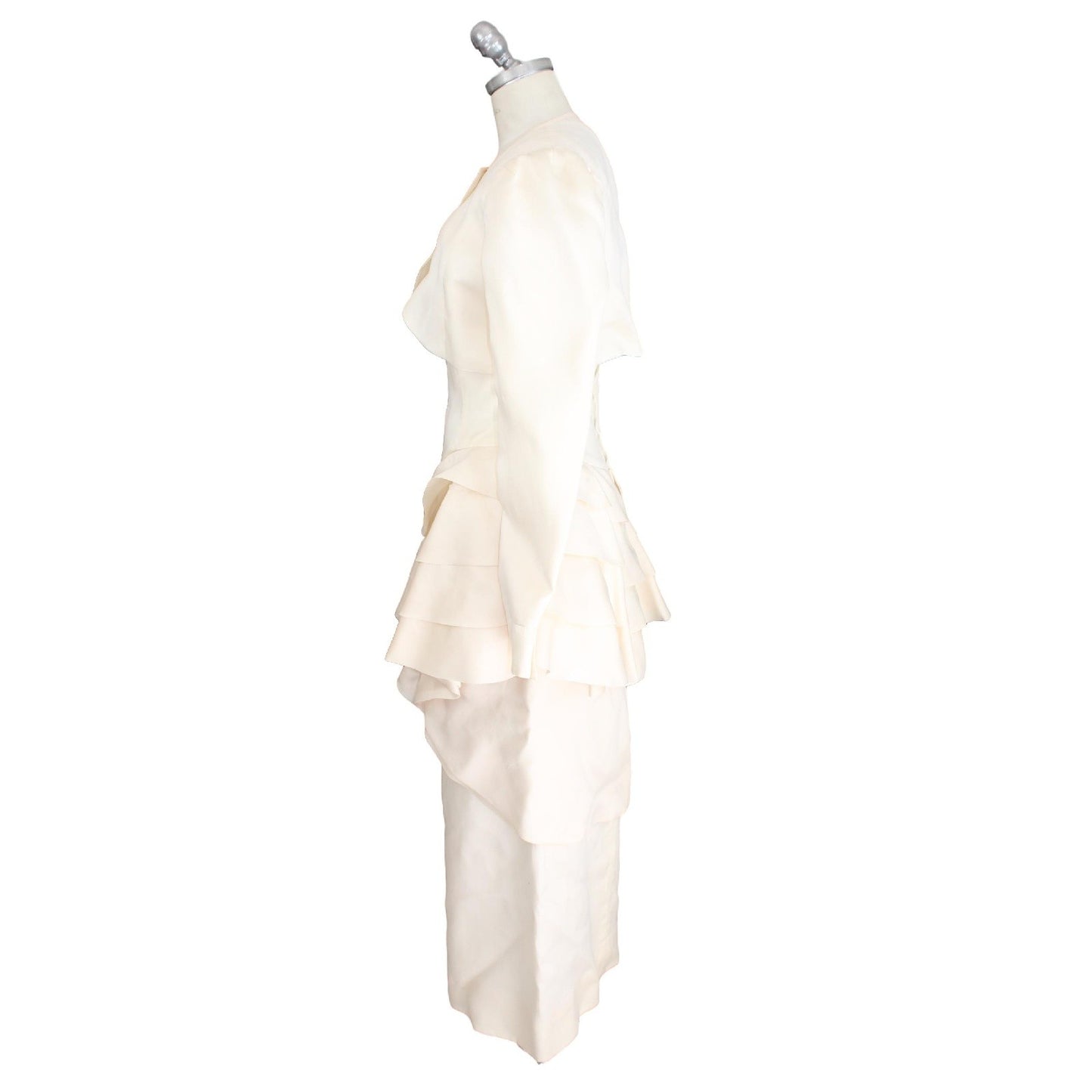 Cailan'd Vintage Beige Silk Wedding Dress