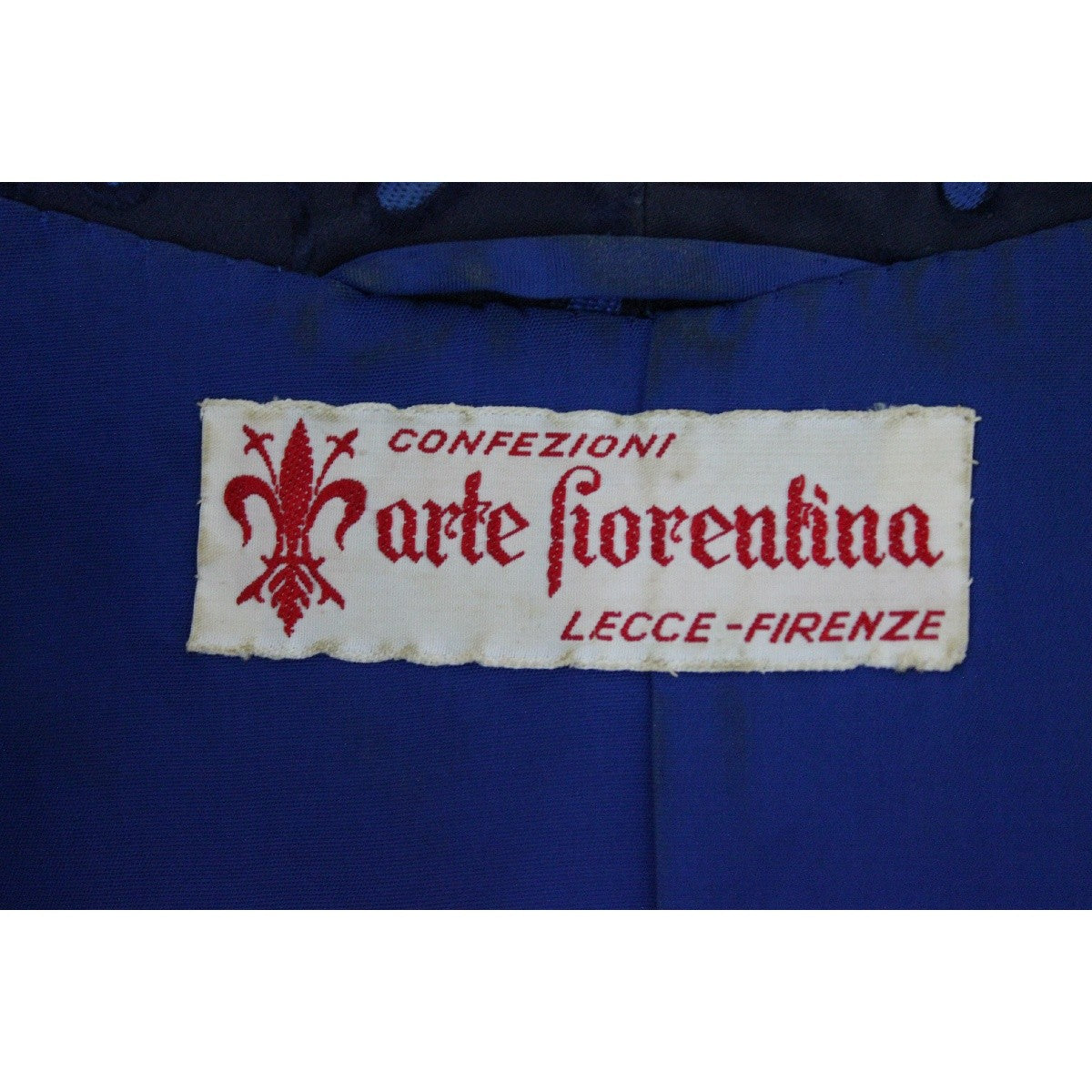 Arte Fiorentina Abito Completo Giacca Gonna Damascato Vintage Blu