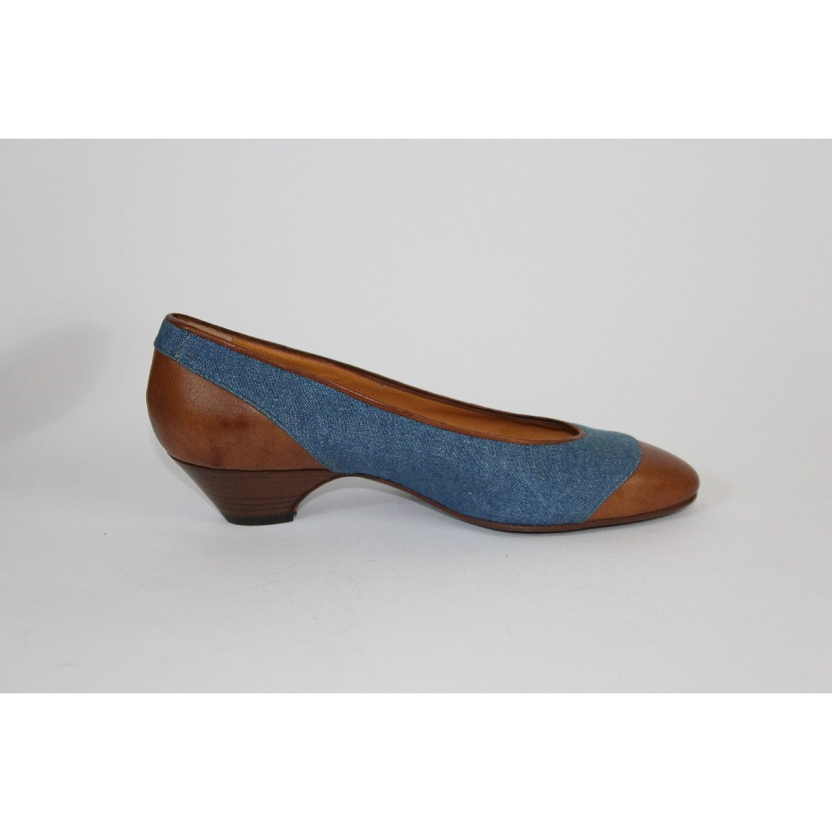 Arfango Vintage Blue Leather Heel Shoes