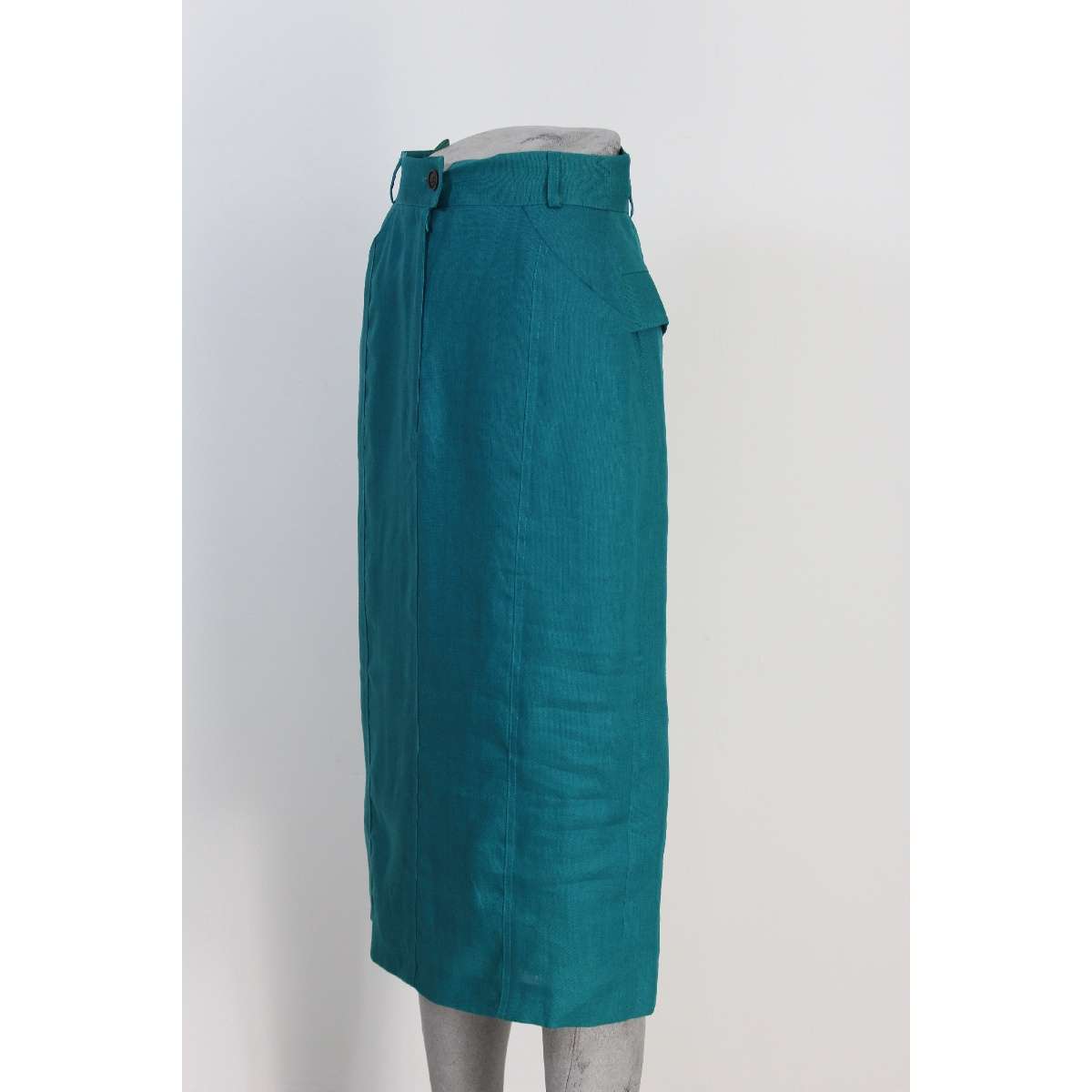 Escada Vintage Green Linen Long Skirt