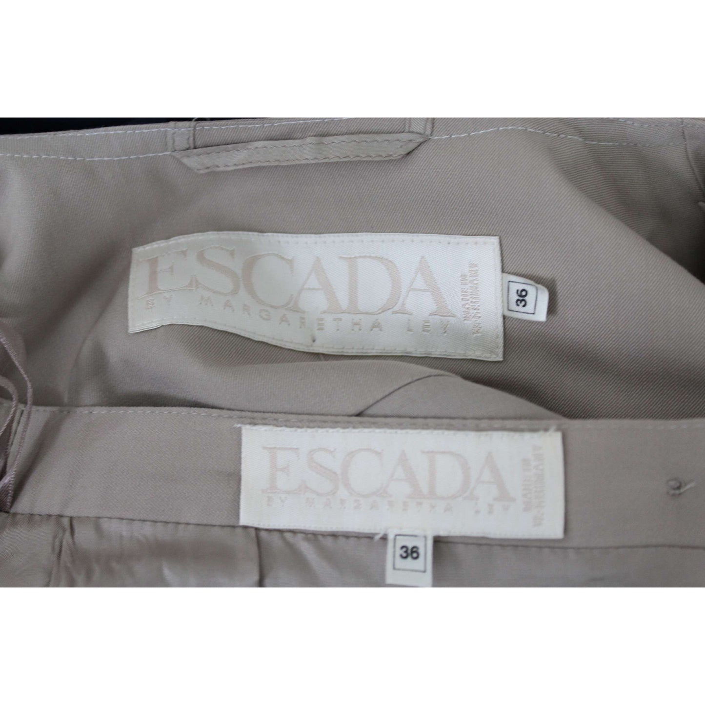 Escada Cotton Beige Vintage Suit Skirt