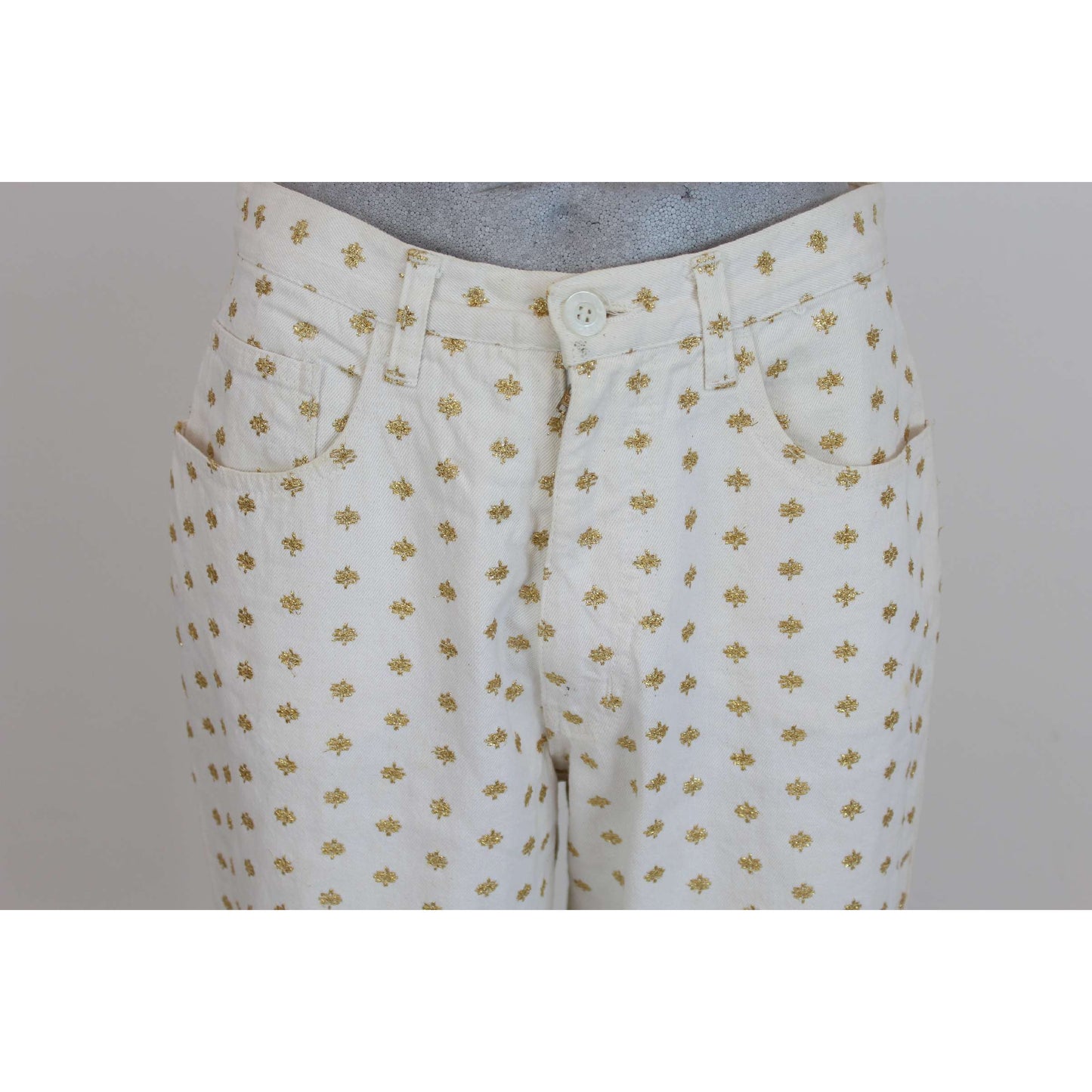 Moschino Vintage Cotton White Gold Pants