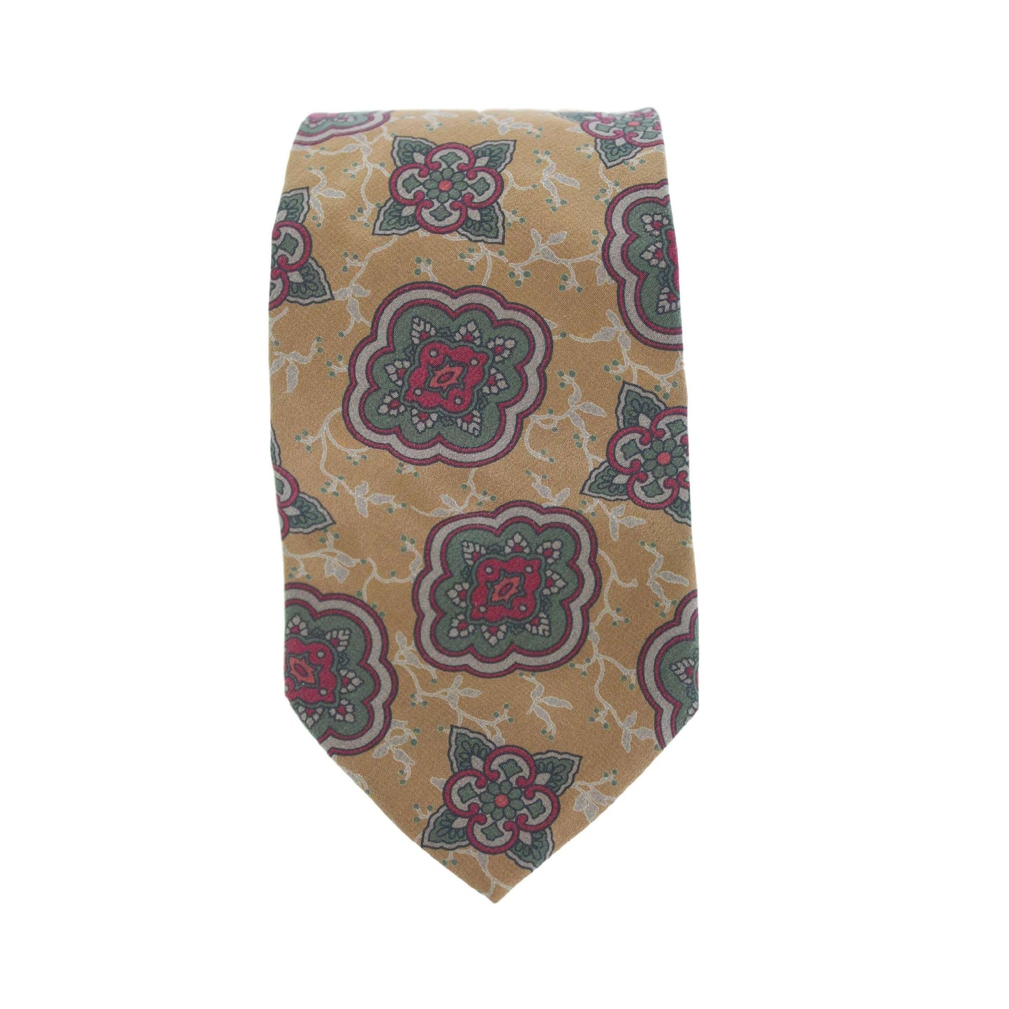 Lanvin Vintage Silk Beige Brown Floral Tie