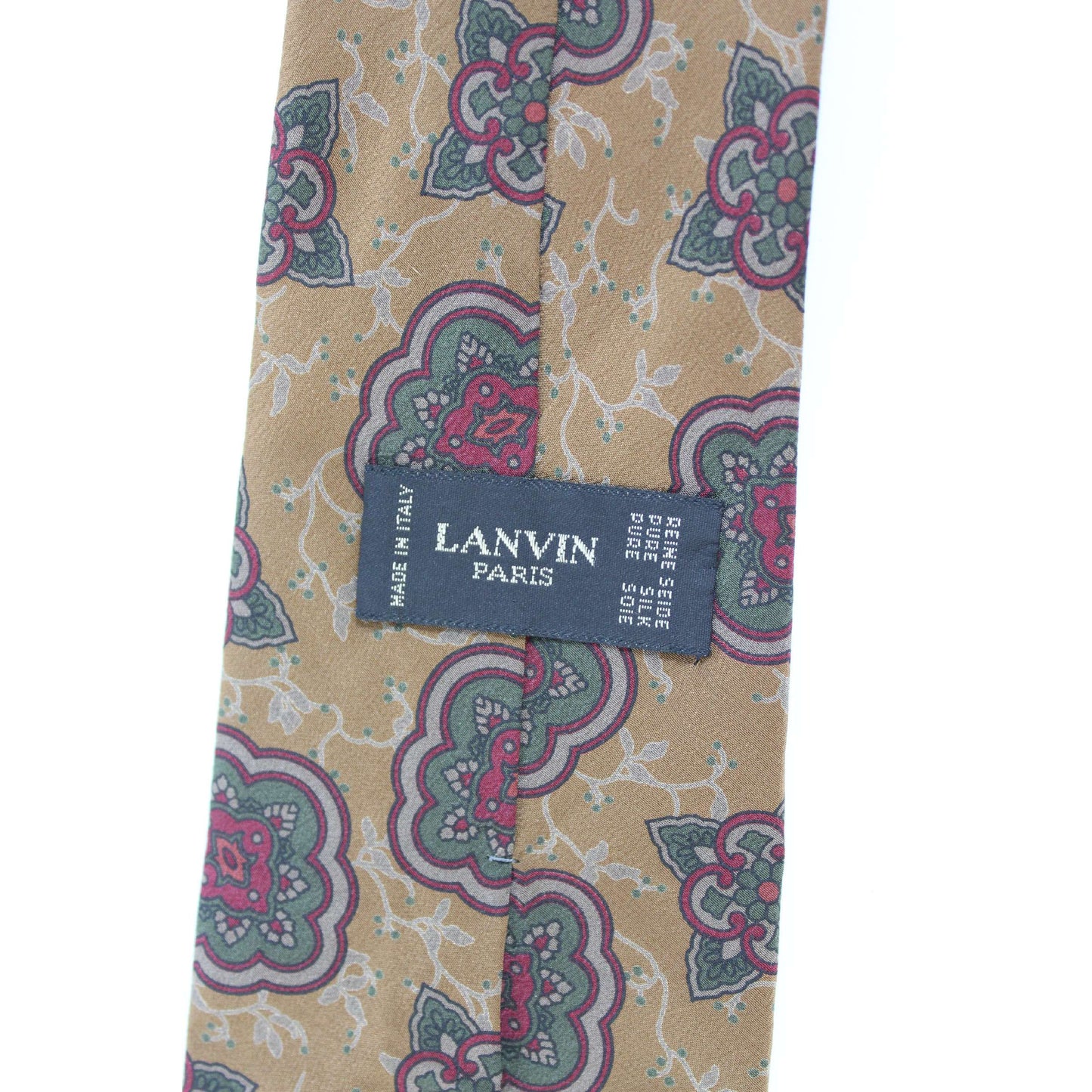 Lanvin Vintage Silk Beige Brown Floral Tie